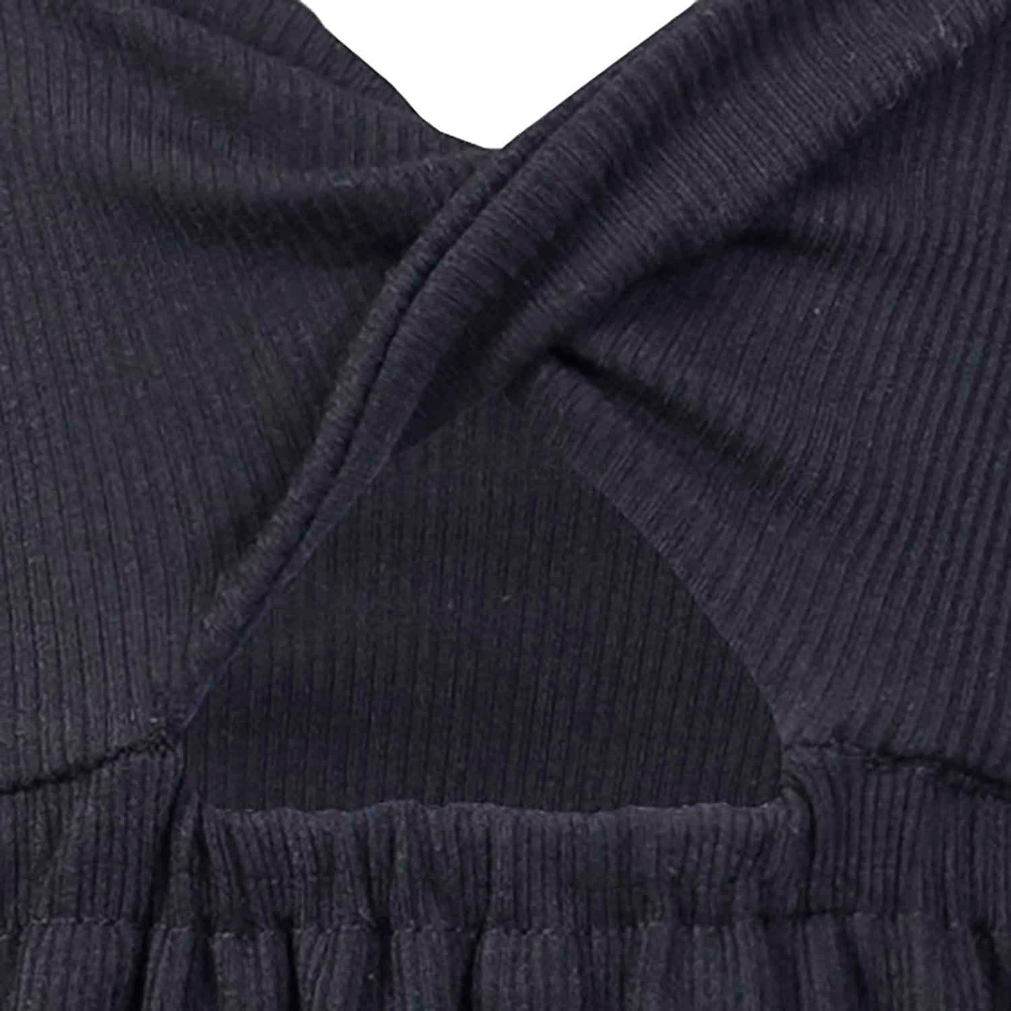 Girls' Black Dress with Straps-2