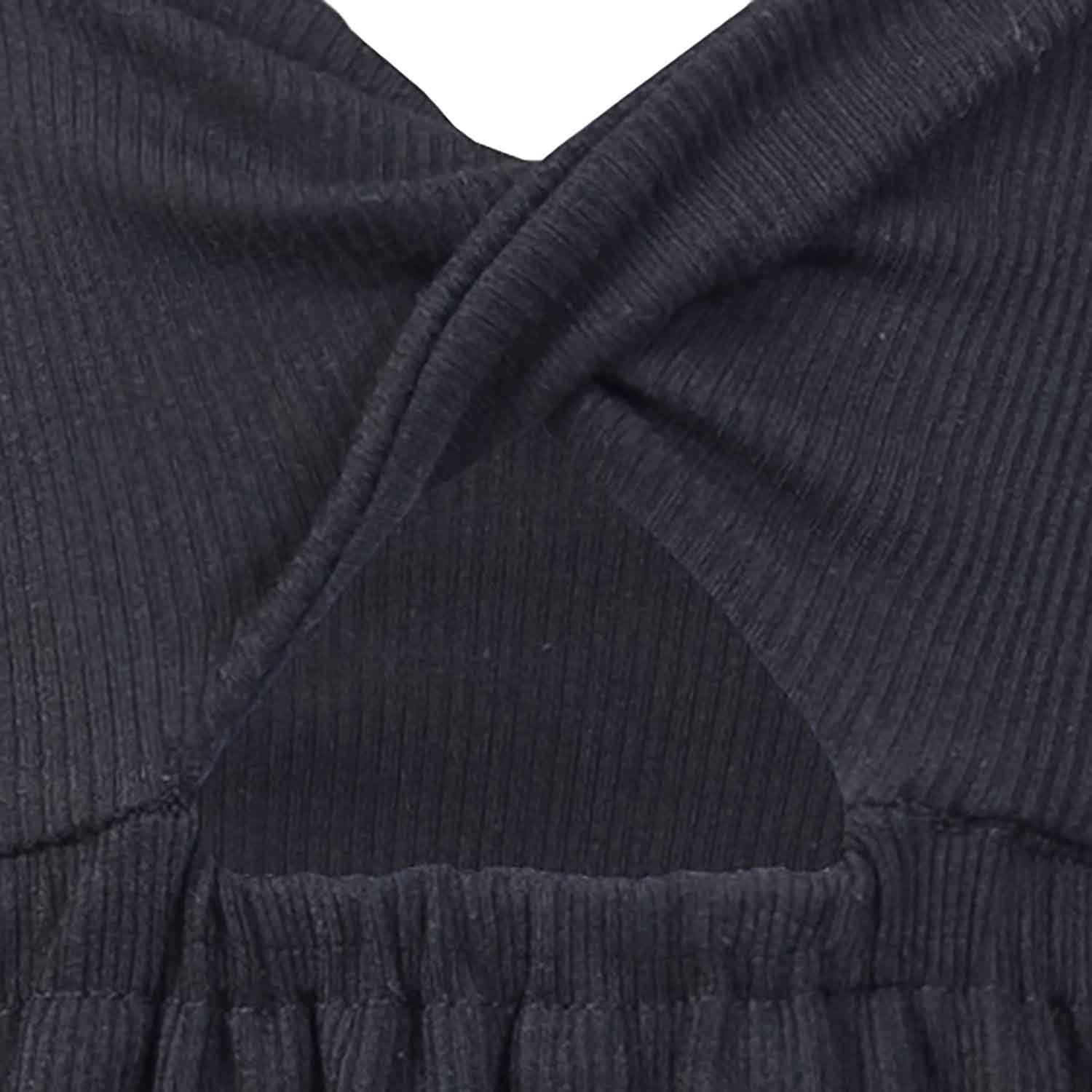 Girls' Black Dress with Straps-2