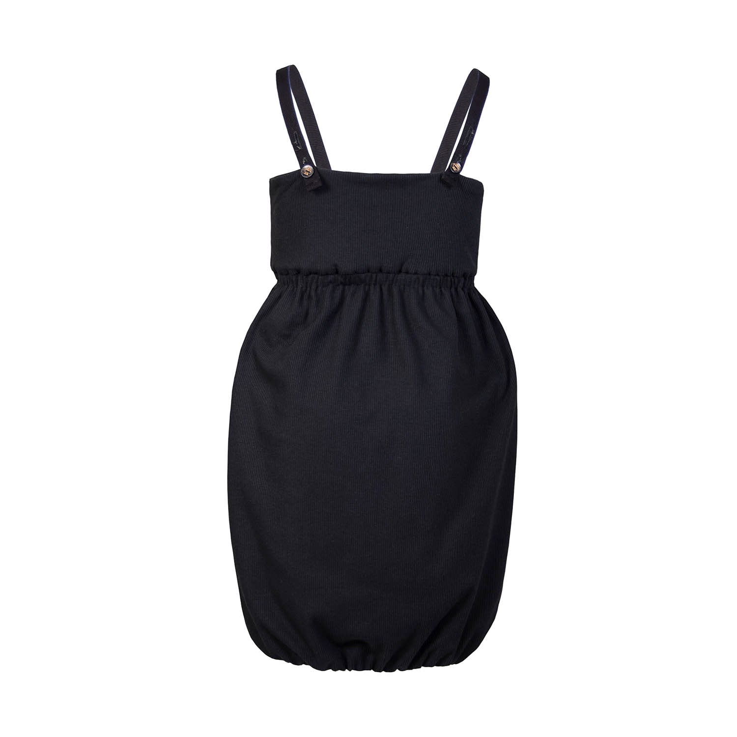Girls' Black Dress with Straps-3