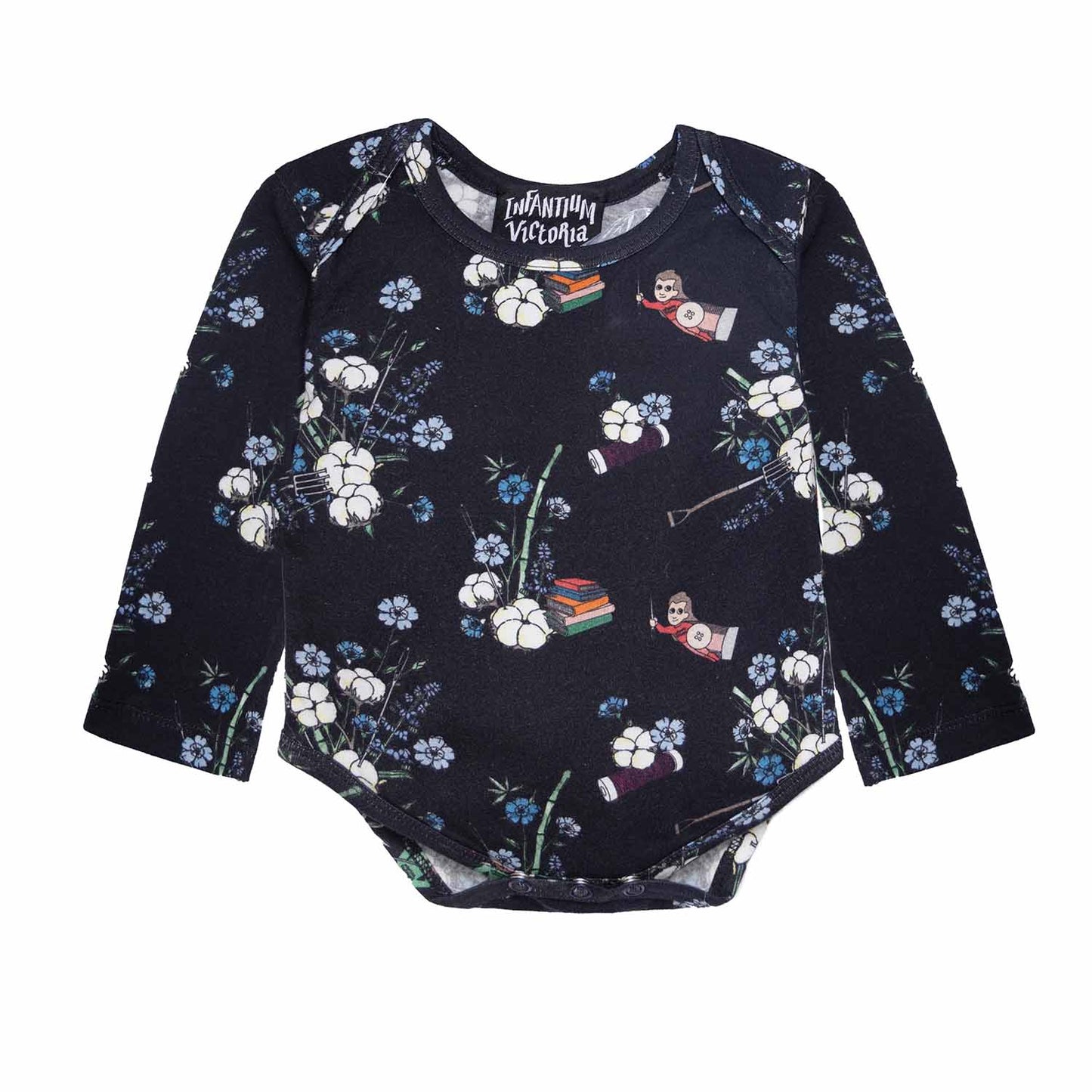Floral Black Baby Onesie-0
