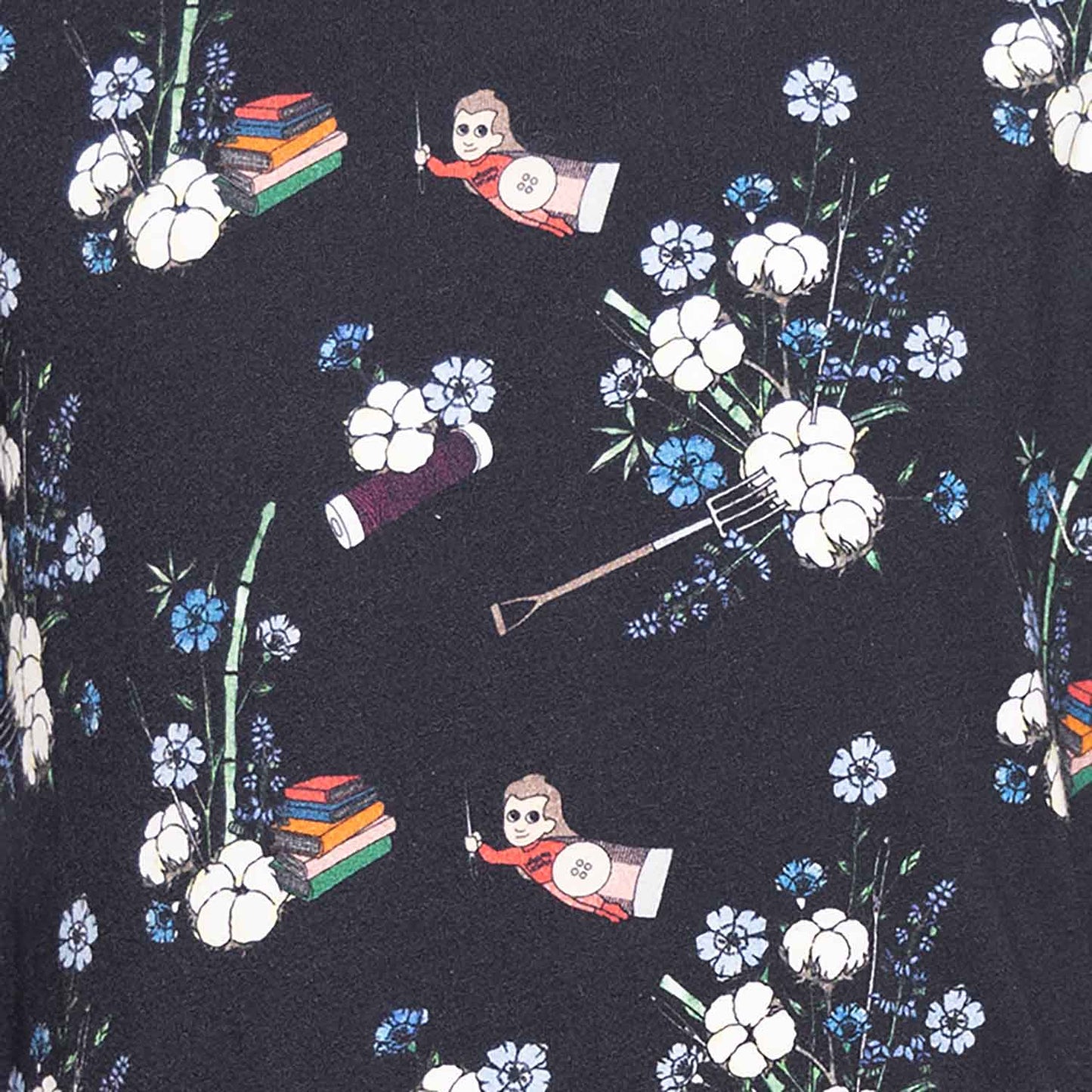Black Jersey Baby Sweatshirt with Floral Print-2