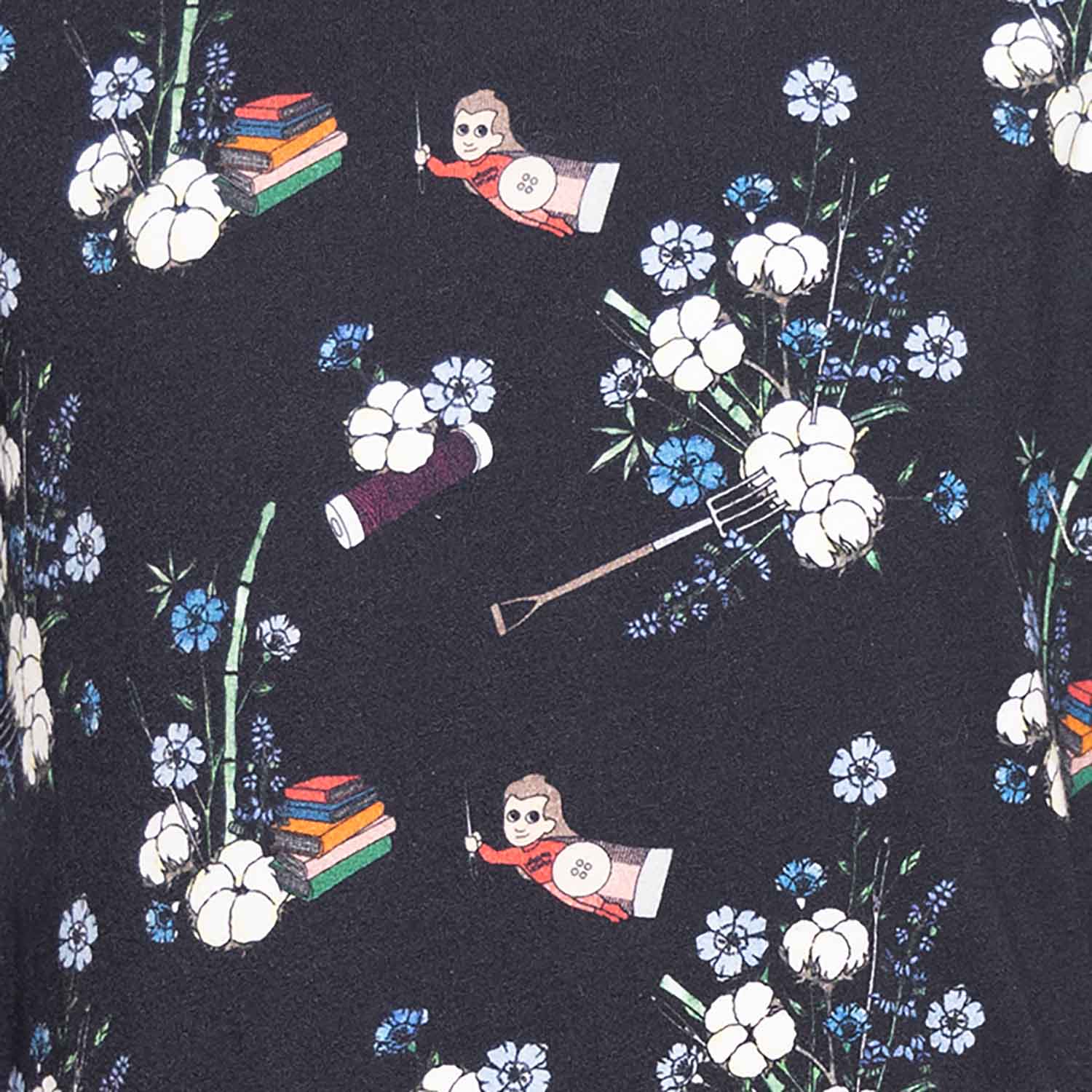 Black Jersey Baby Sweatshirt with Floral Print-2