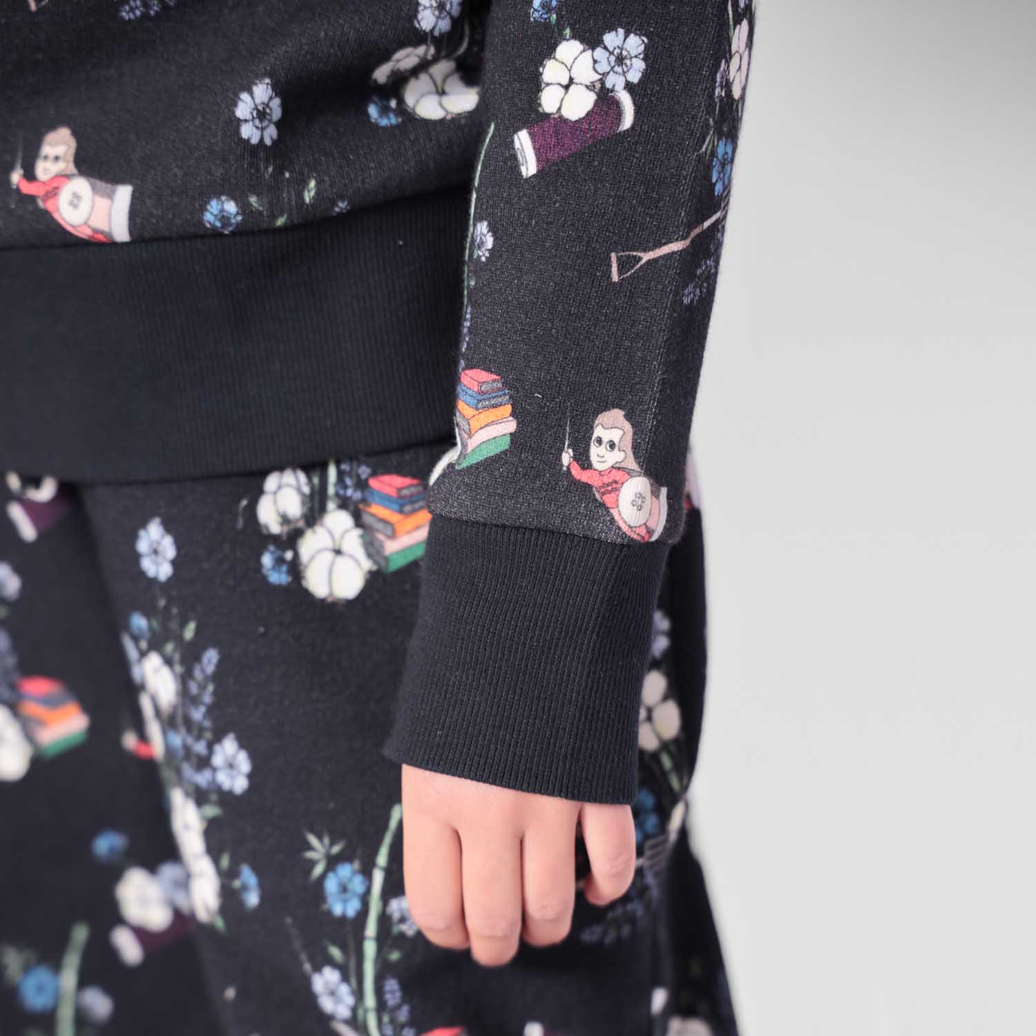 Black Floral Kids Sweatshirt-2