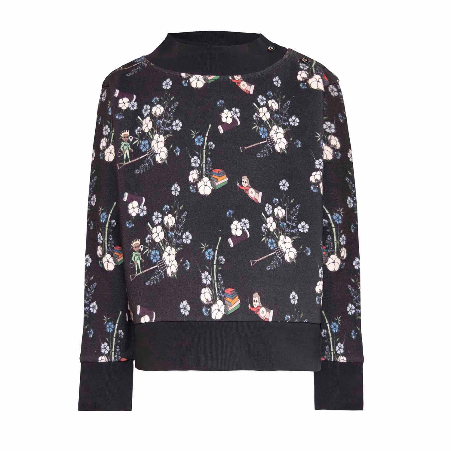 Black Floral Kids Sweatshirt-0