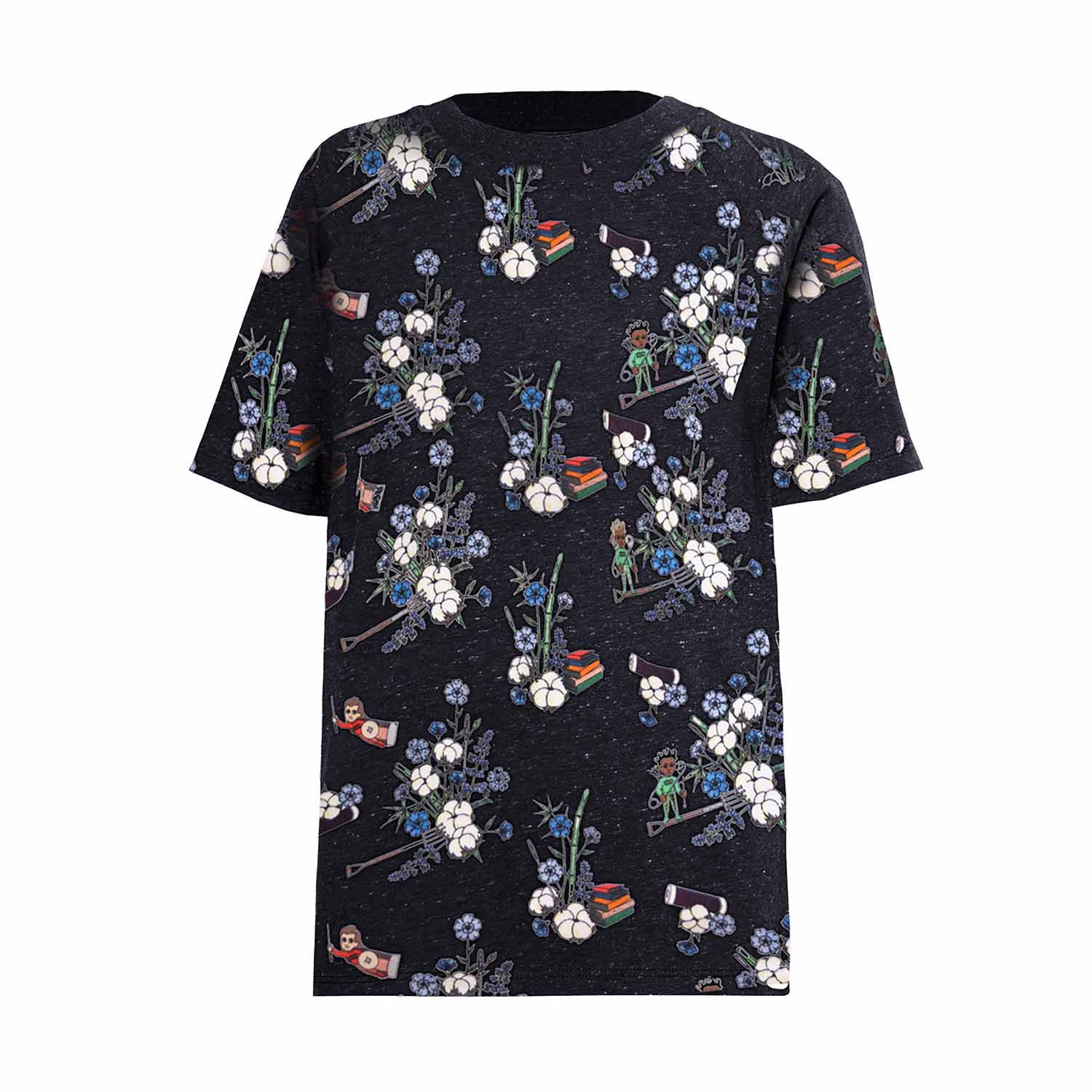 Black Floral T Shirt for Boys and Girls-0