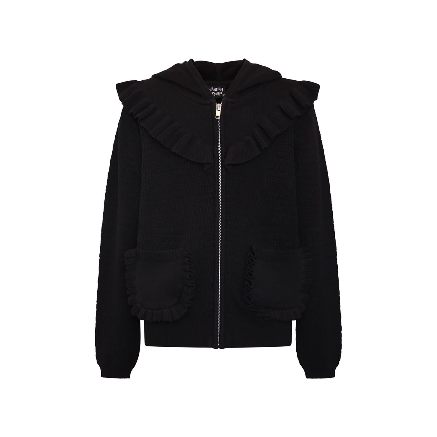 Knitted Kids Hoodie in Black-0