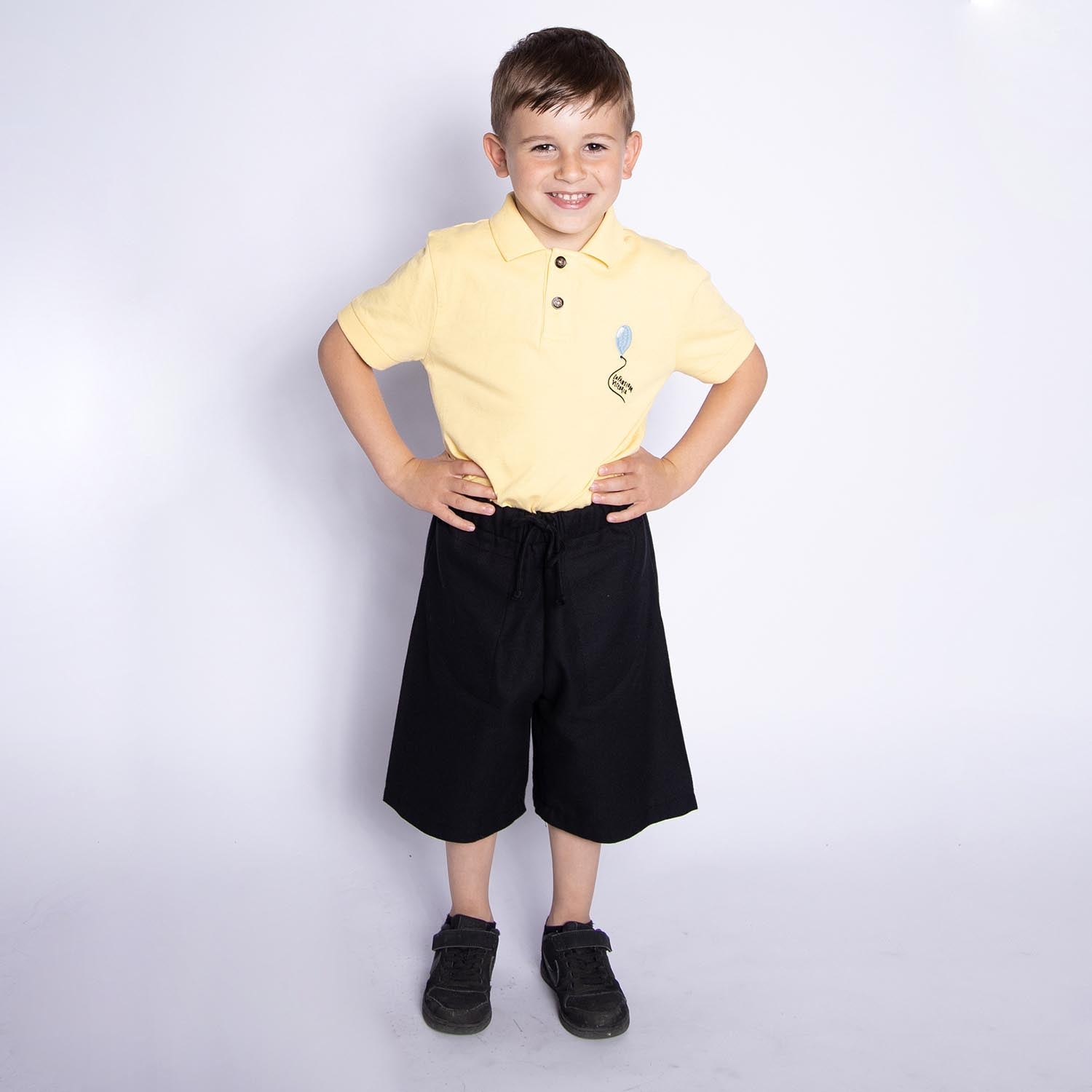 Boys and Girls Black Bermuda Shorts-1