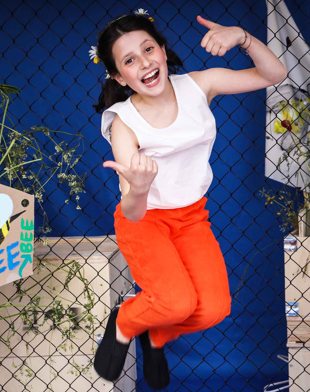 Orange Terry Loungepants for Kids-2