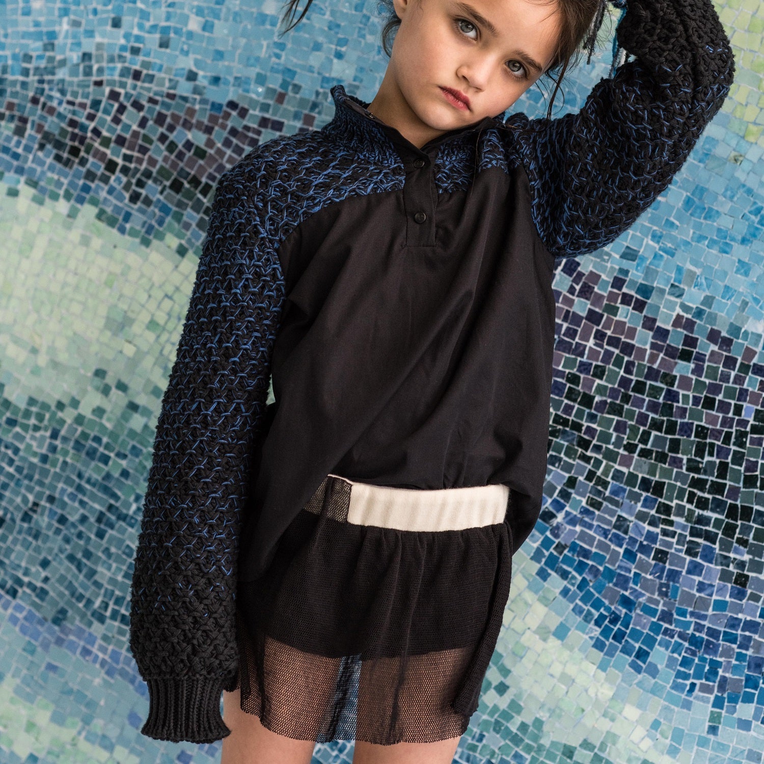 Black Velvet Bloomers with Tulle for Girls-1