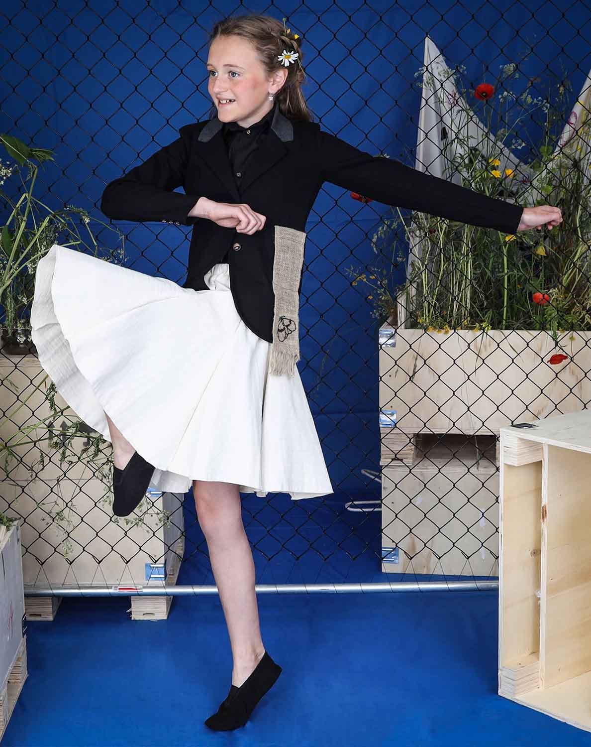 Kids' Black Tailored Jacket with Hemp Sash-3