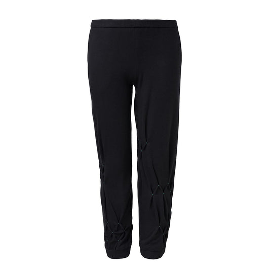 Kids Black Track Pants with Hand Smock-0