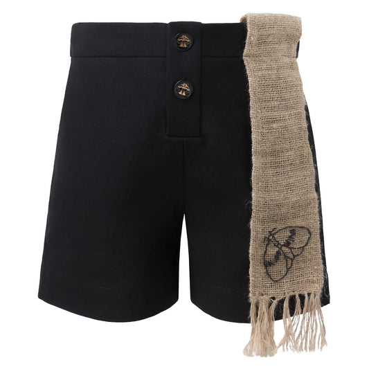 Black Shorts with Hemp Sash-0