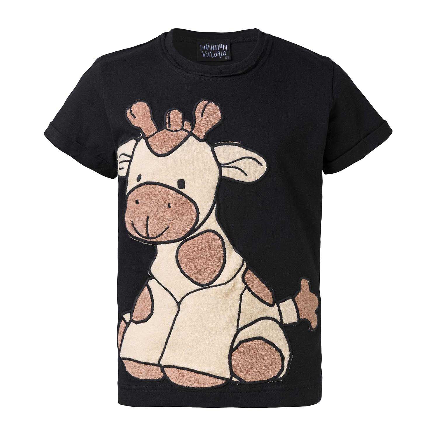 Kids Black T-Shirt with Giraffe Application-0
