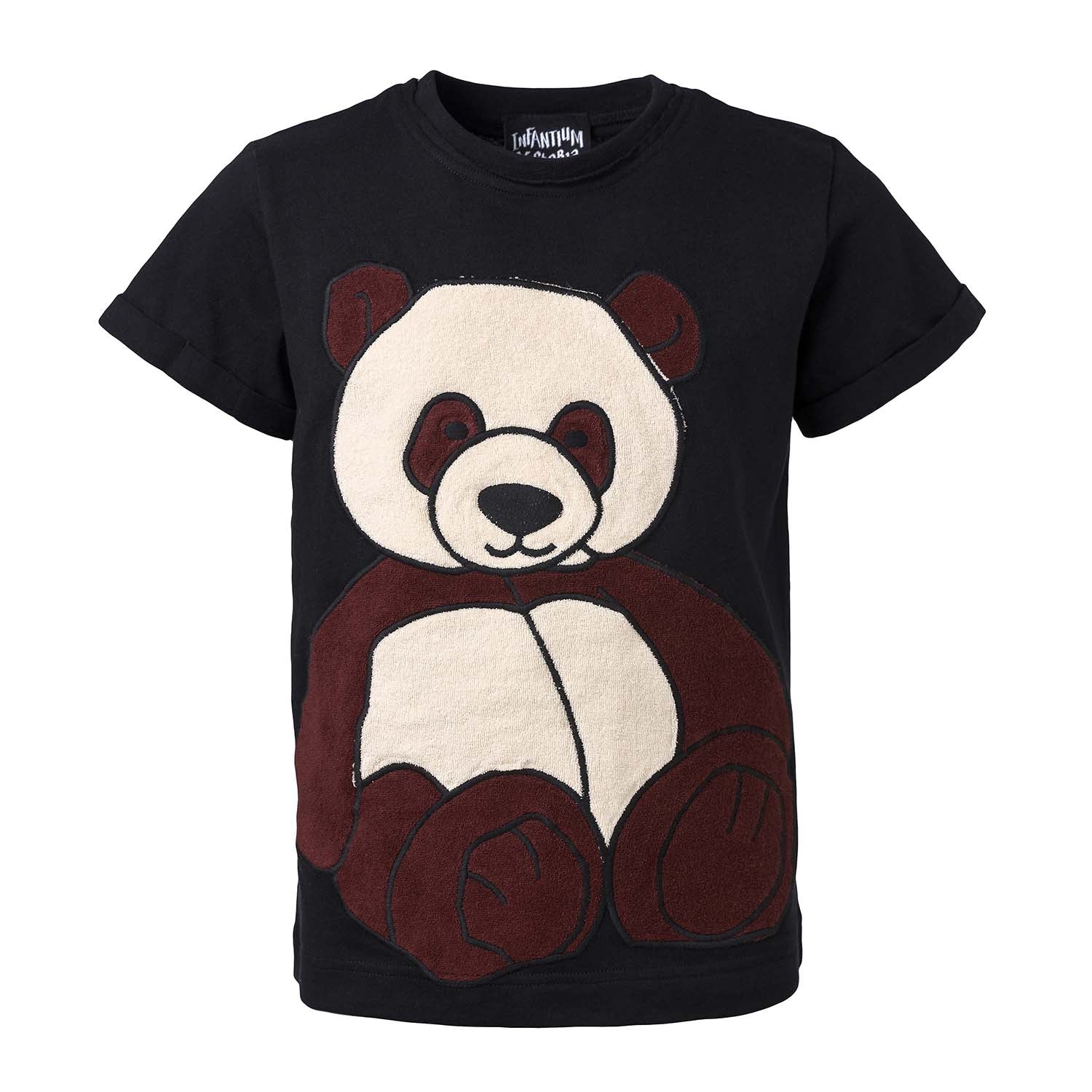 Kids Black T-Shirt with Panda Application-0