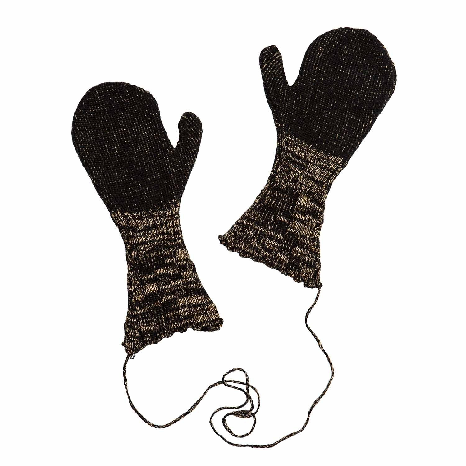 Knitted Black and Yellow Gloves-0