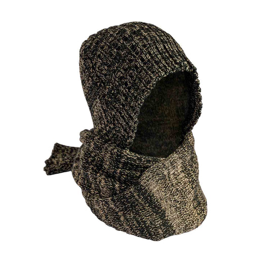 Black and Yellow Knitted Hat-Scarf-0