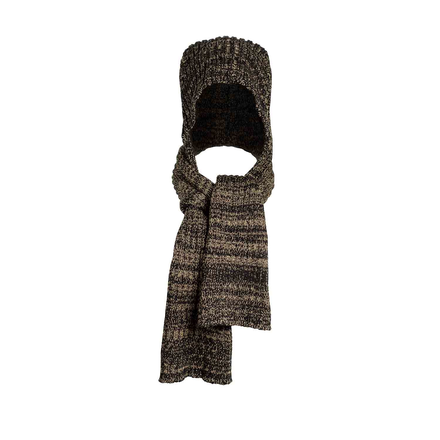 Black and Yellow Knitted Hat-Scarf-2