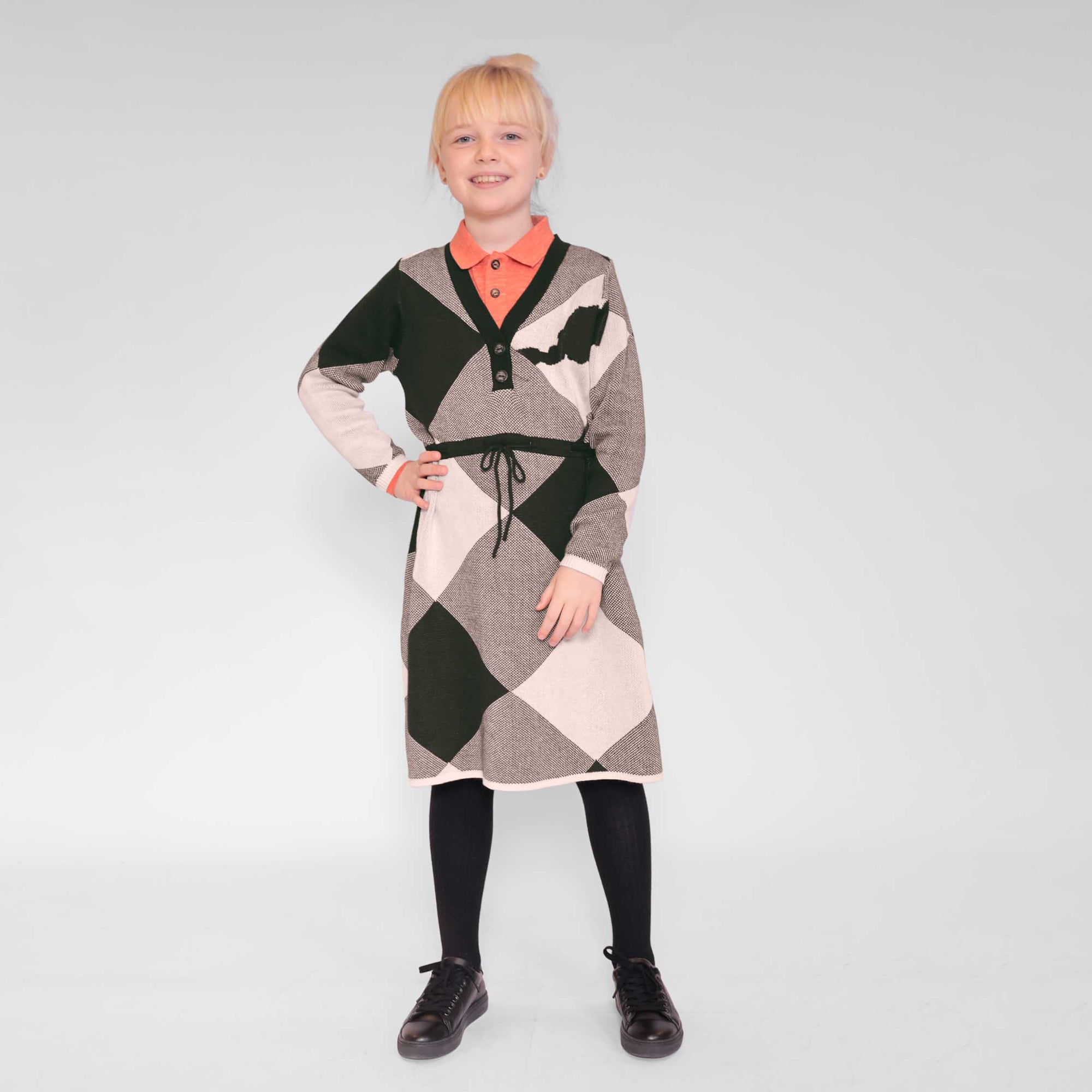 Black & Light Pink Sweater Dress-1