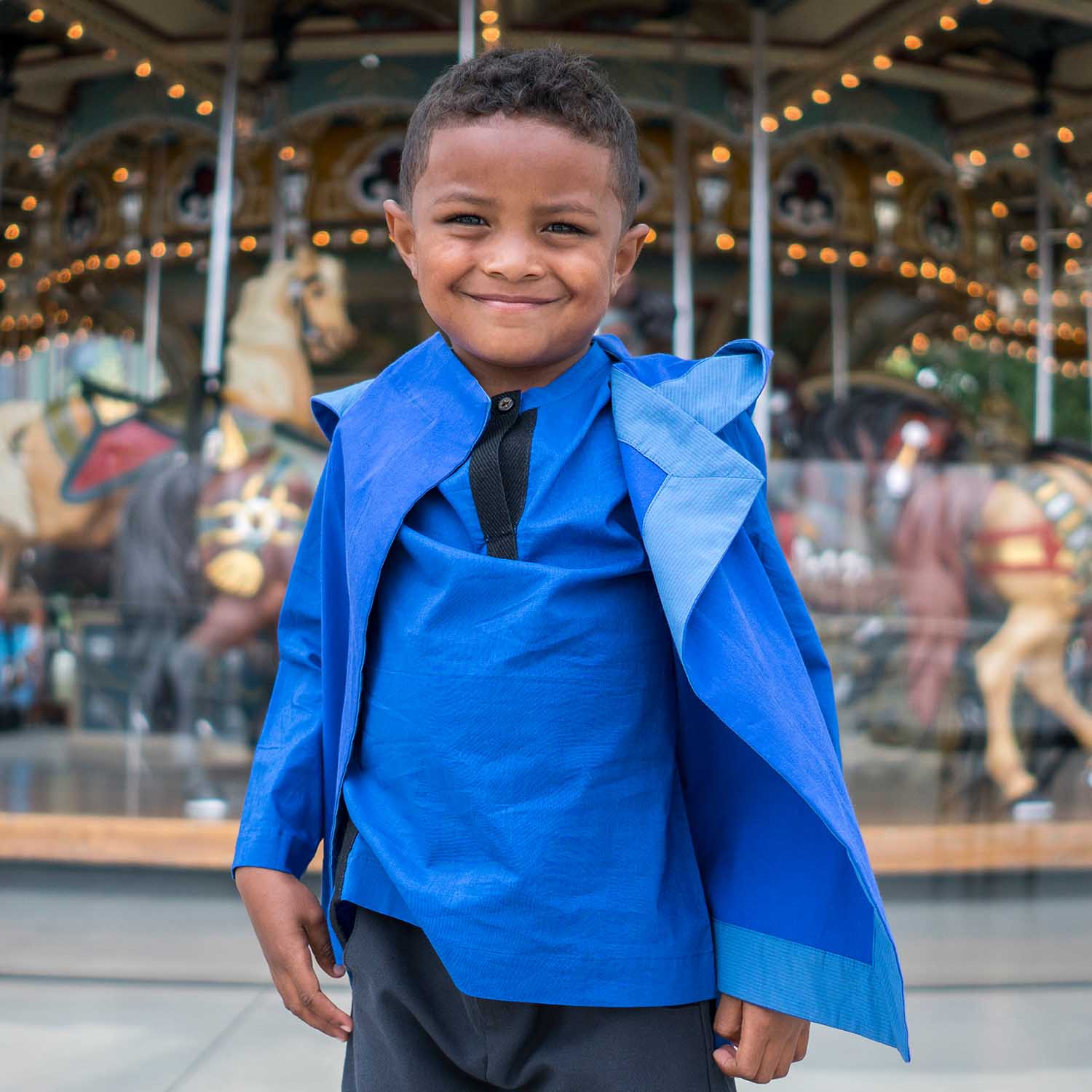 Royal Blue Shirt with Tab Collar-2