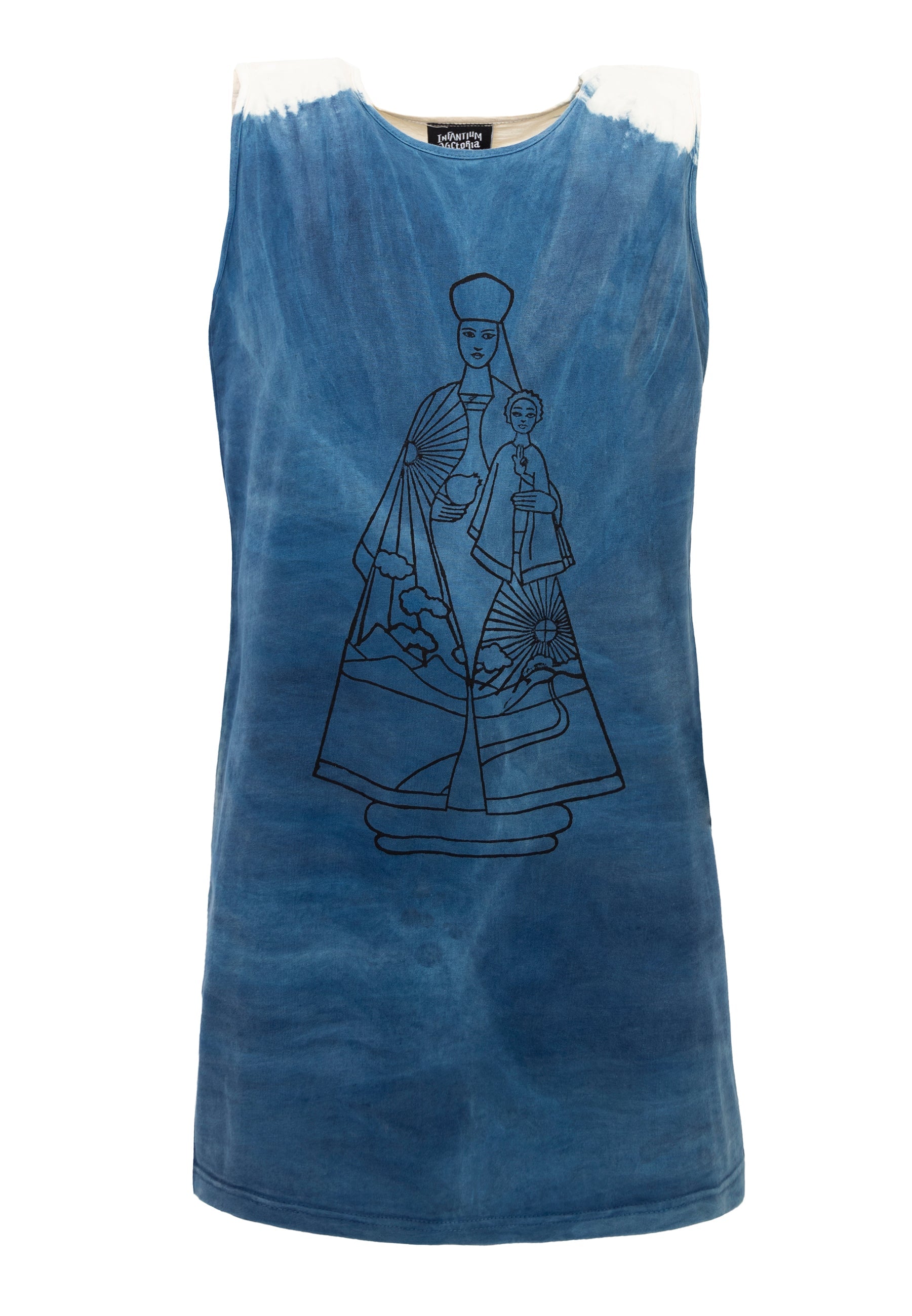 Artisanal T-Shirt Dress Naturally Dyed Indigo with Hand Block Print-0