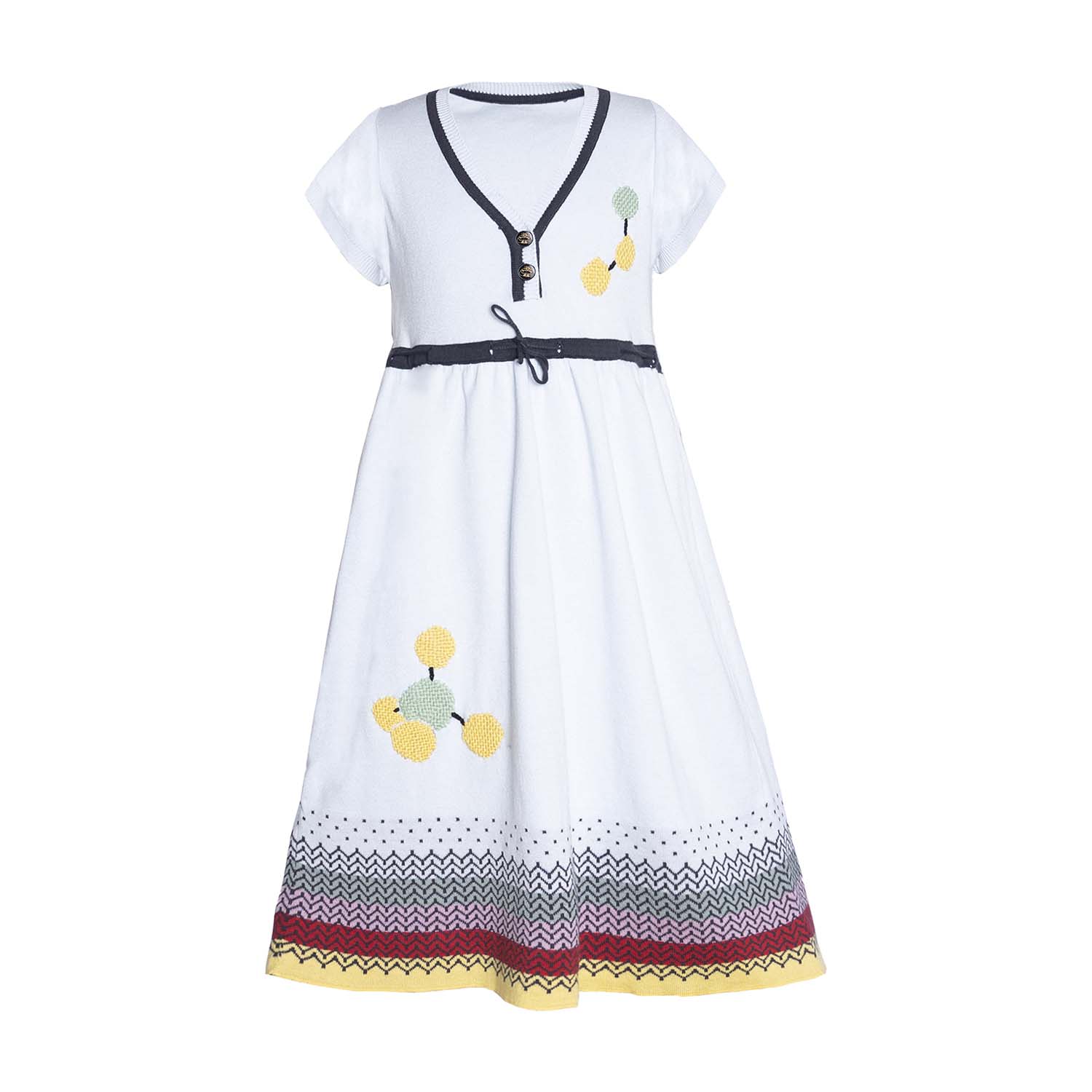 Blue Knitted Spring Dress for Girls-0