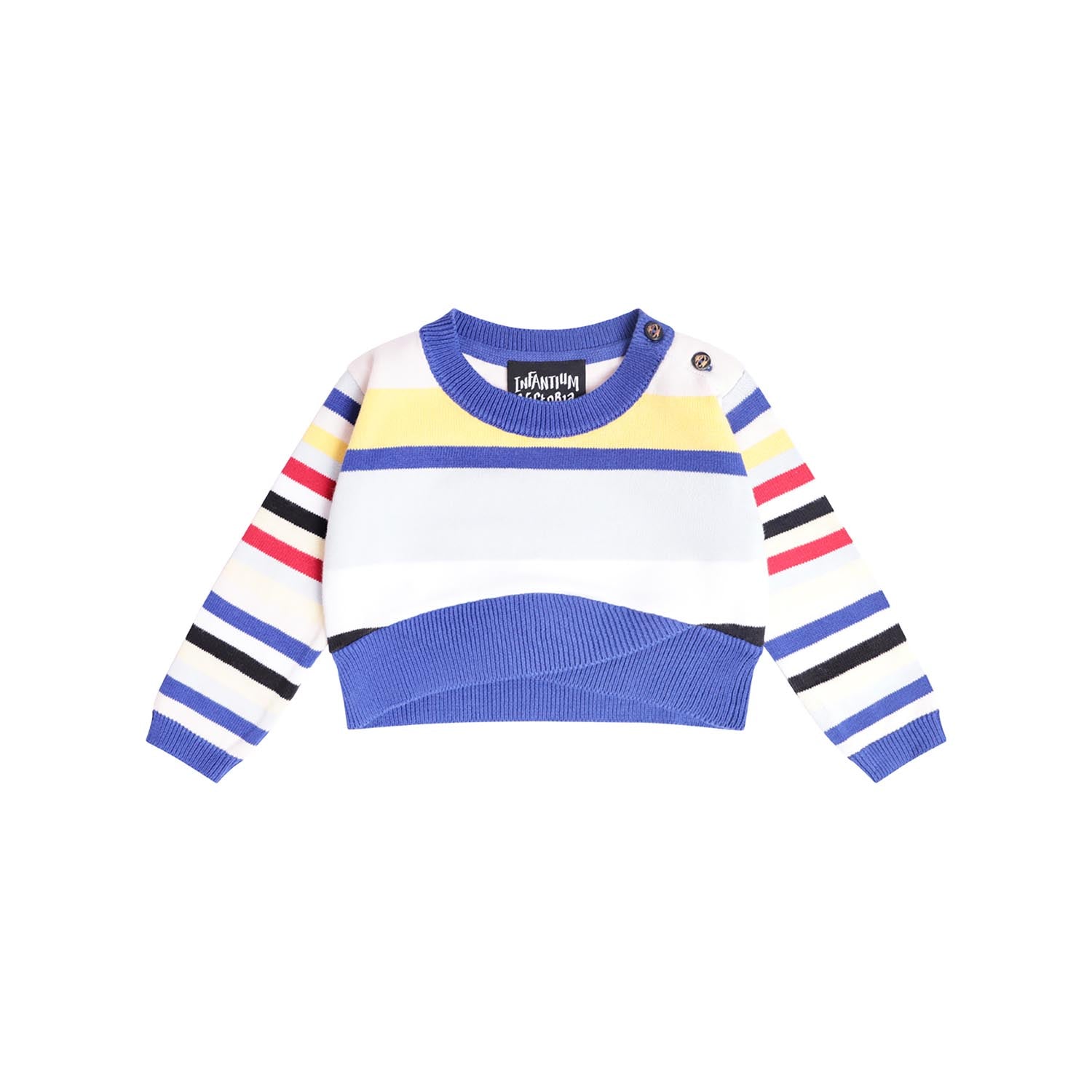 Knitted Baby Sweater in Bright Stripes-0