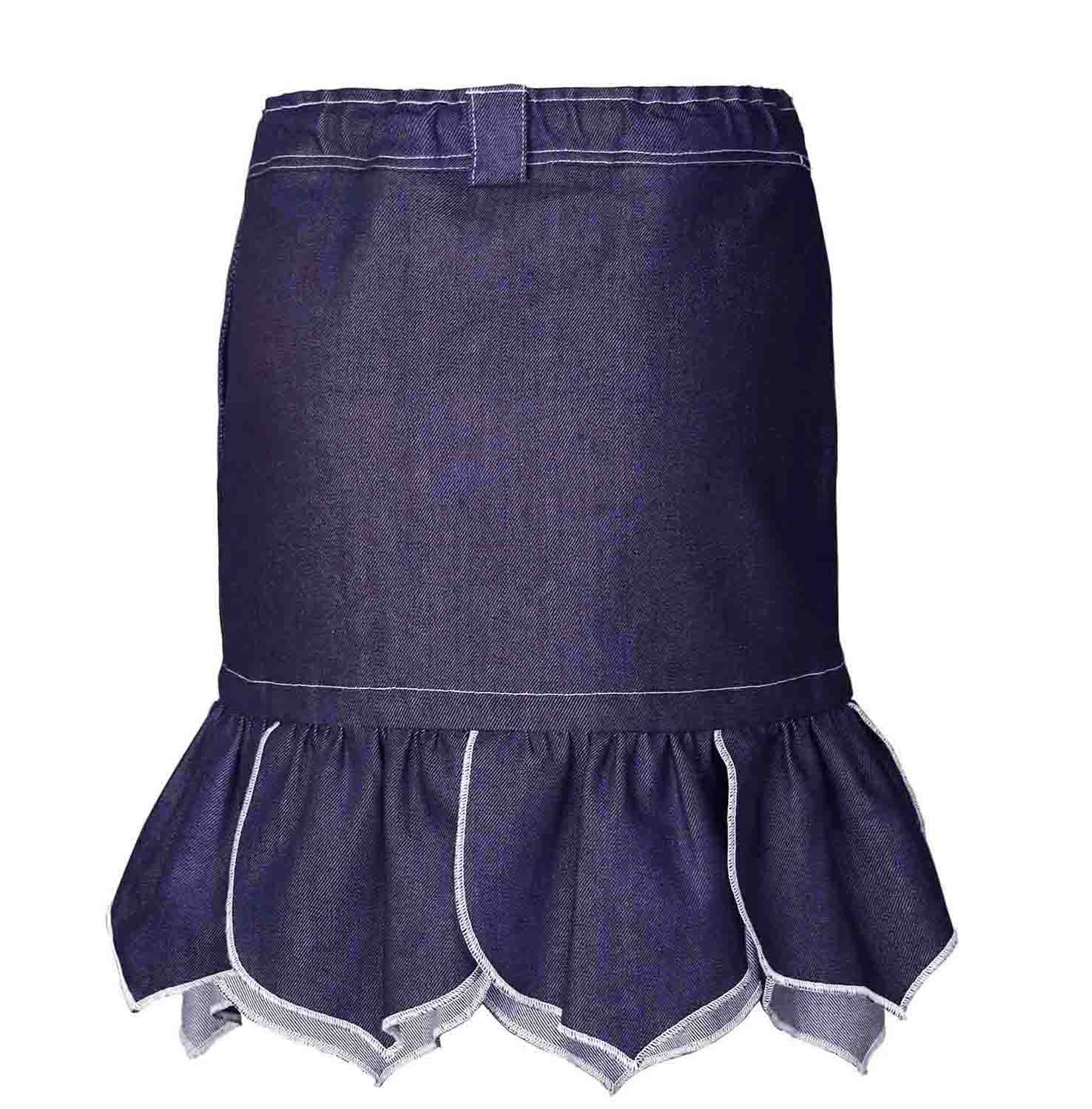 Girls Denim Mini Skirt with Flower Petals-2