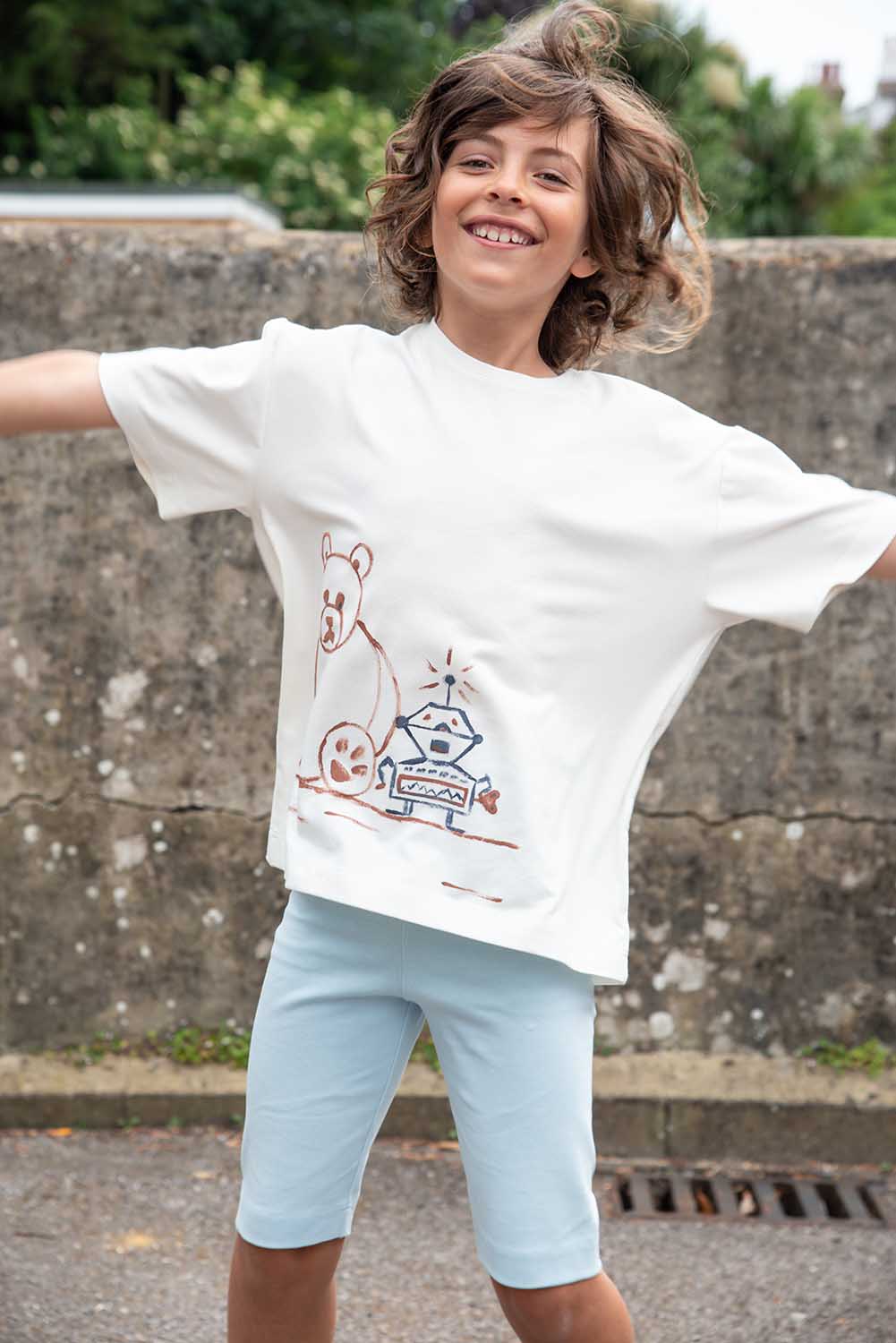 Boys and Girls Bike Shorts in Blue Jersey-1