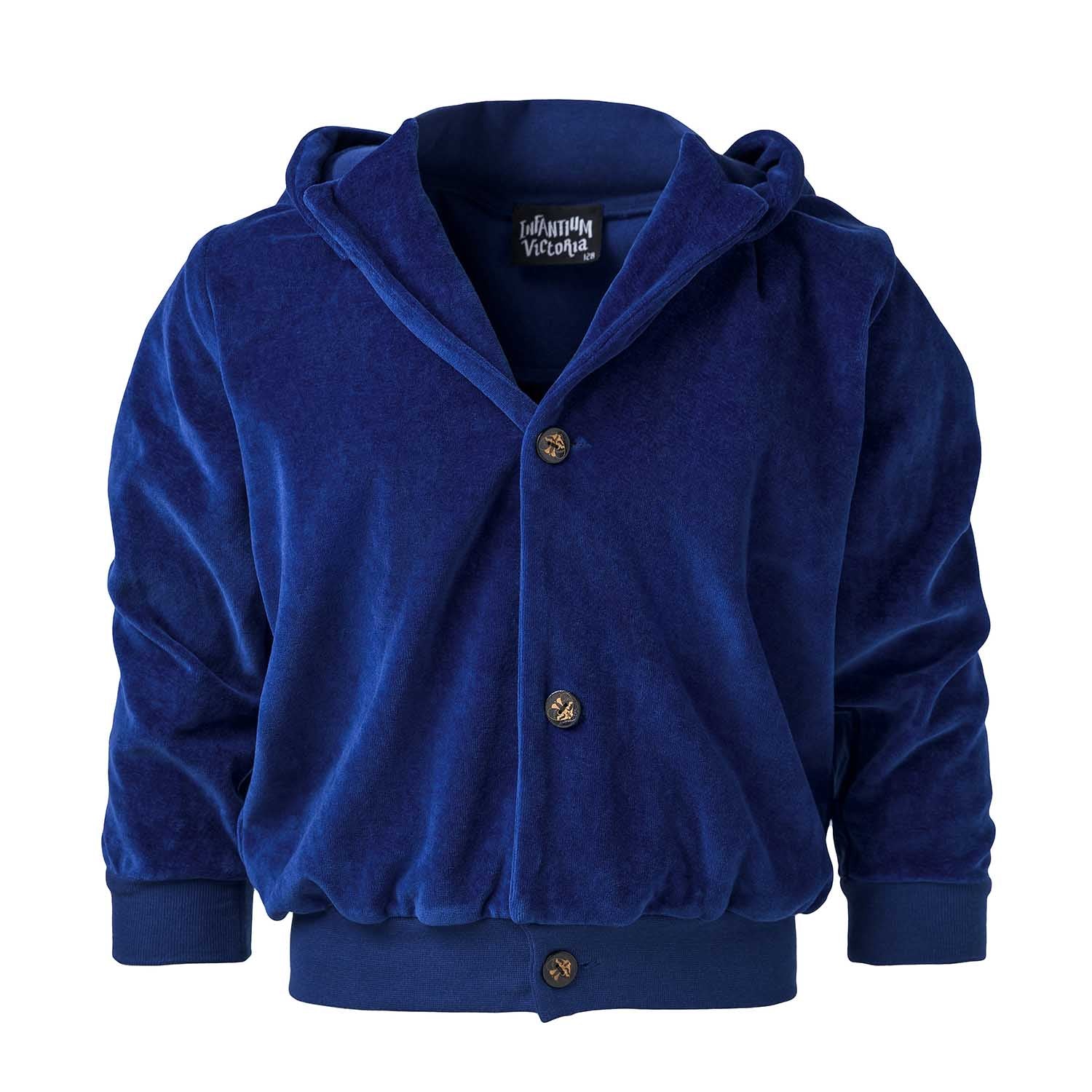 Kids Royal Blue Velvet Hoodie-0