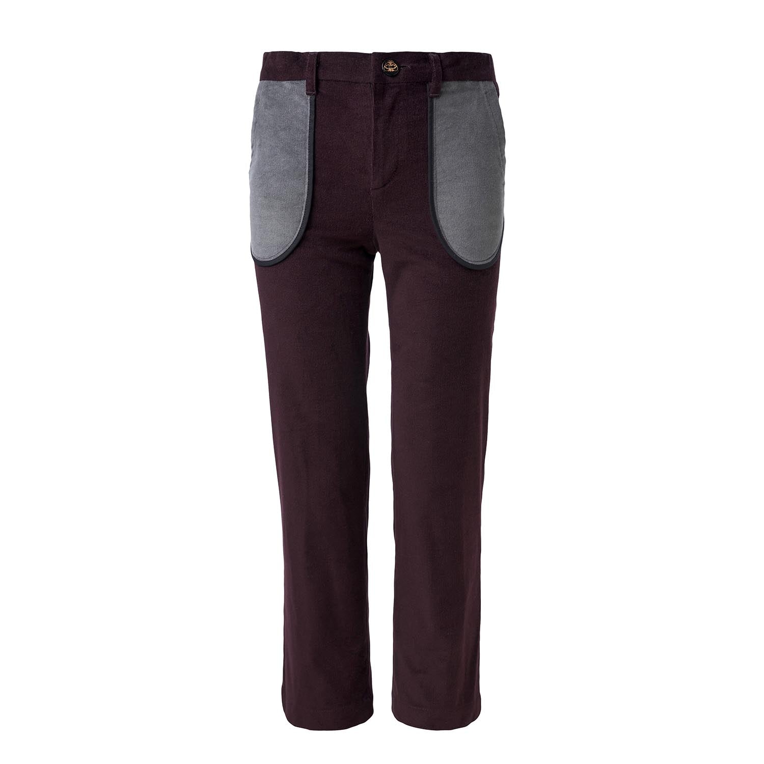 Kids Bordeaux Velour Pants-0