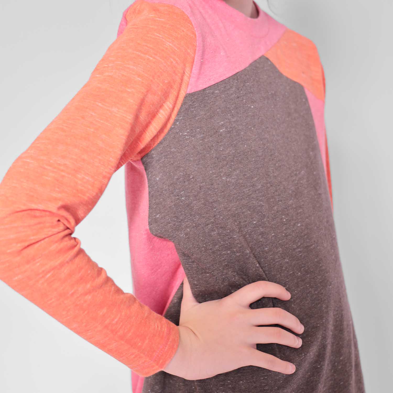 Girls Pink and Orange Colorblock Dress-2