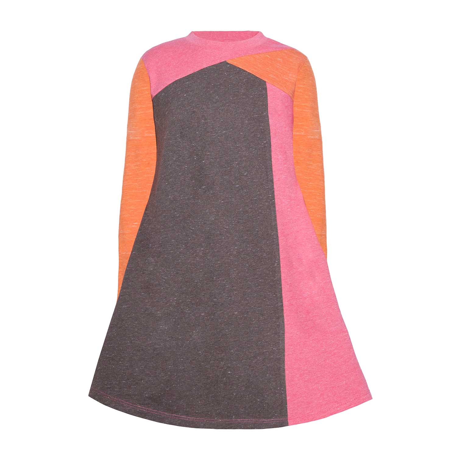 Girls Pink and Orange Colorblock Dress-0