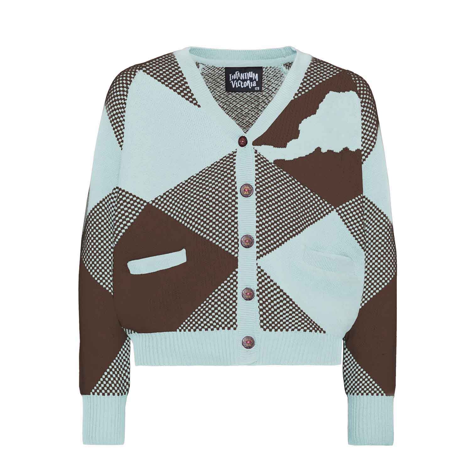 Kids Cardigan in Choco and Mint-0