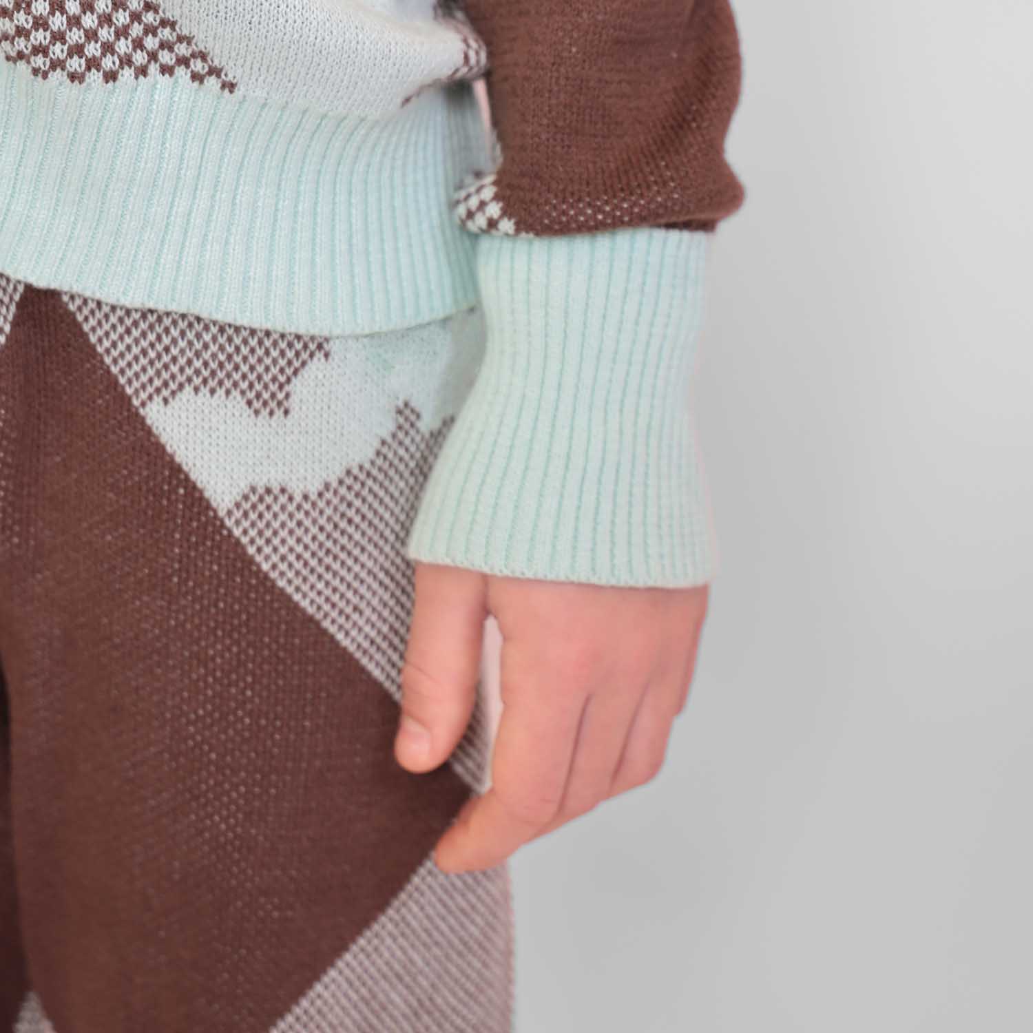 Kids Chestnut and Mint Knit Pants-3