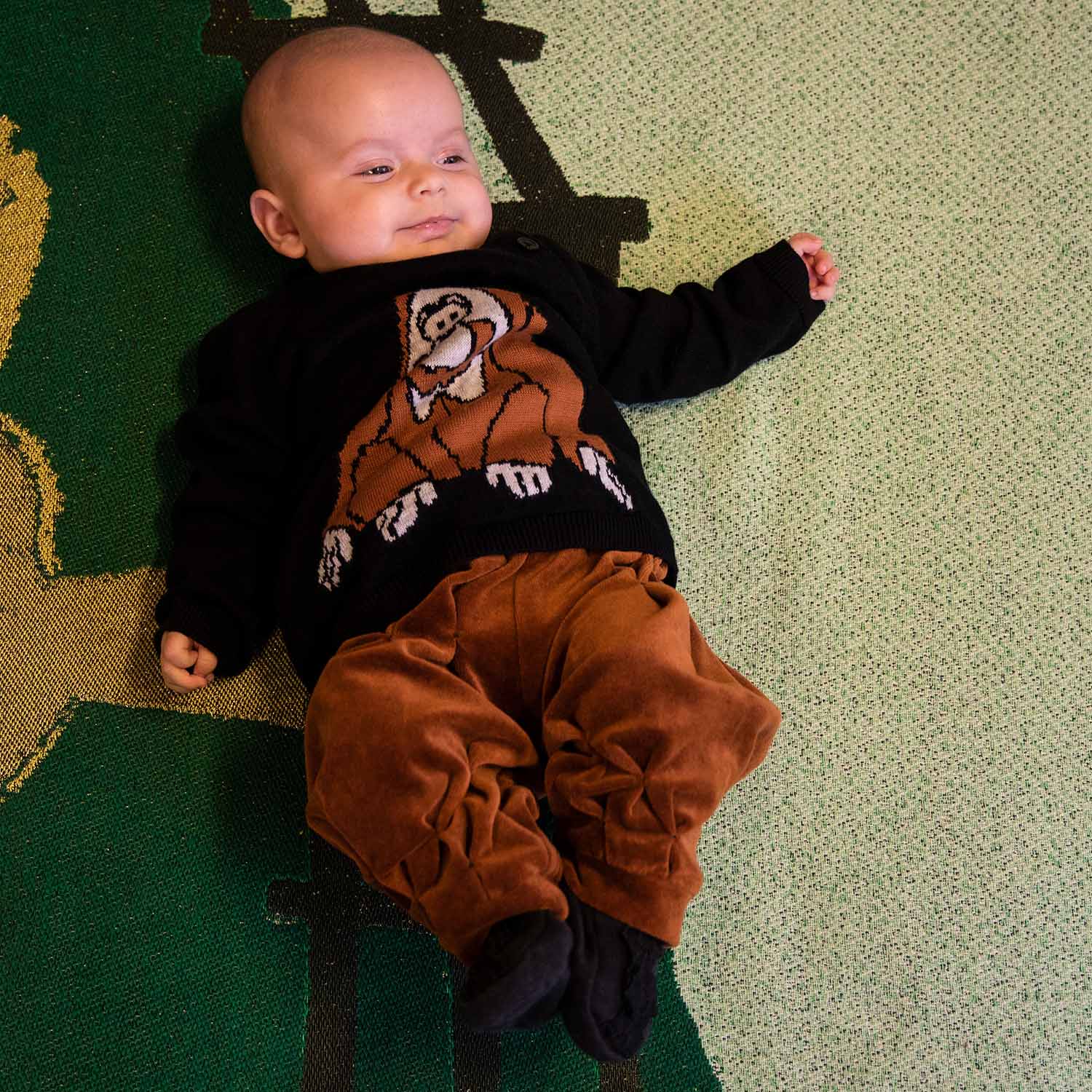 Copper Velvet Baby Pants with Hand Smock-2