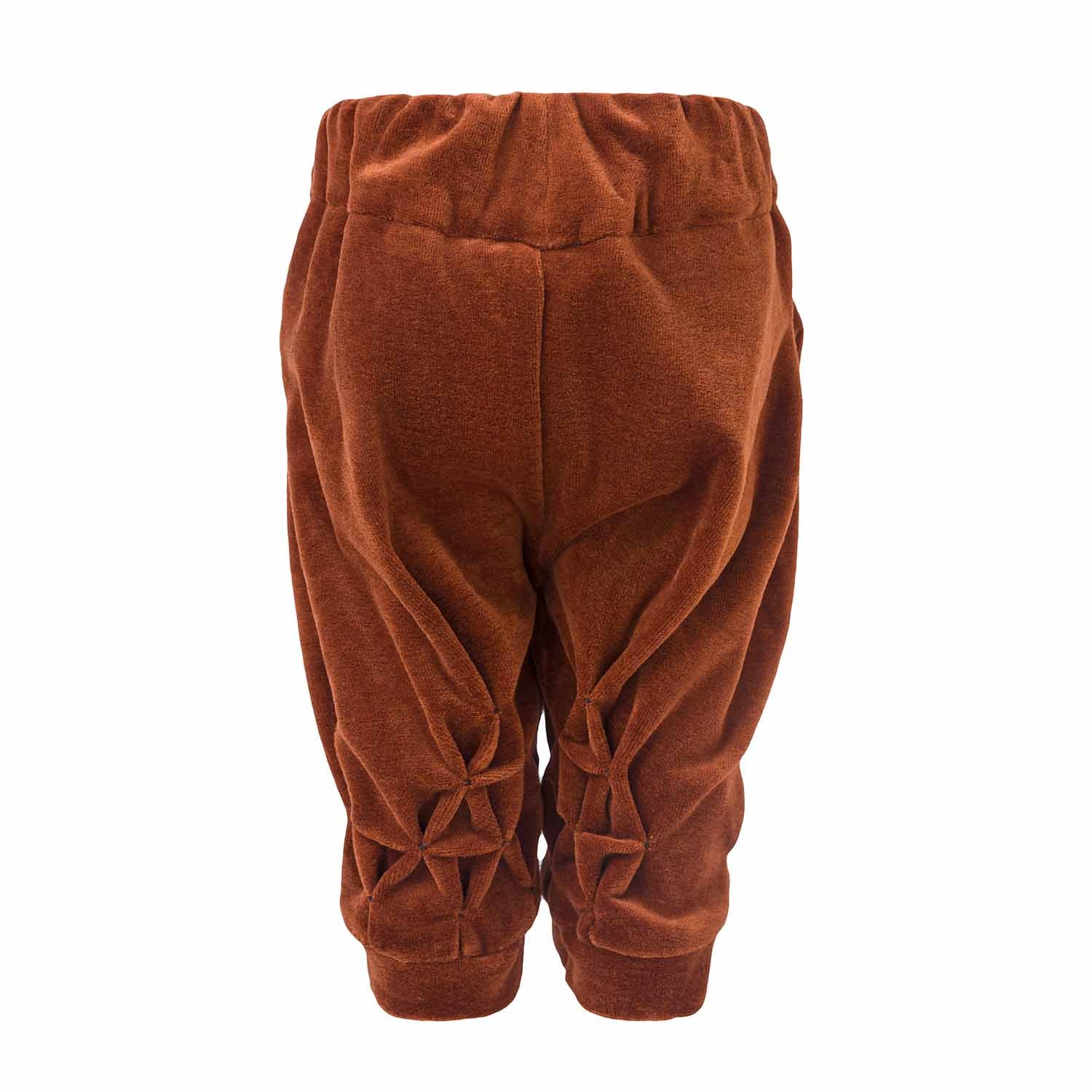 Copper Velvet Baby Pants with Hand Smock-1