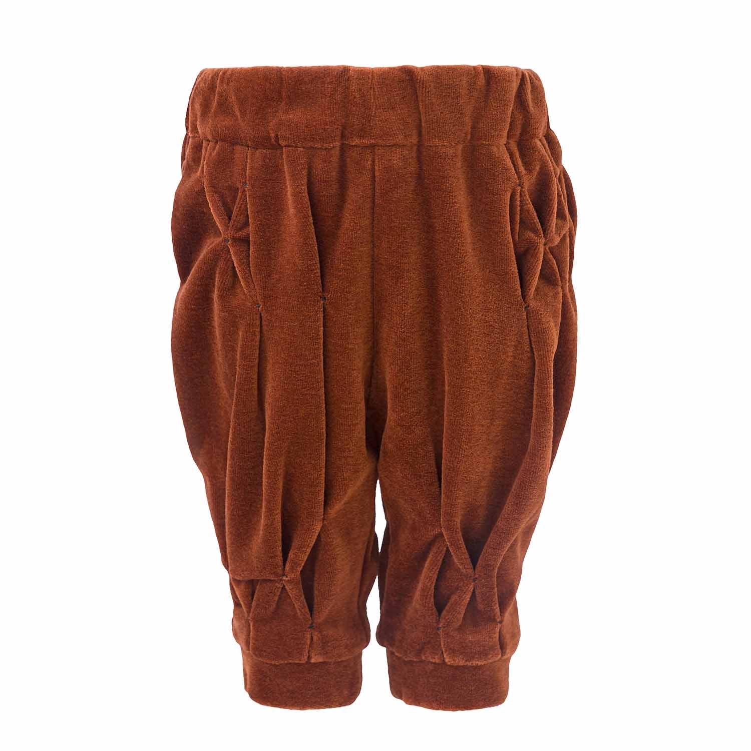 Copper Velvet Baby Pants with Hand Smock-0