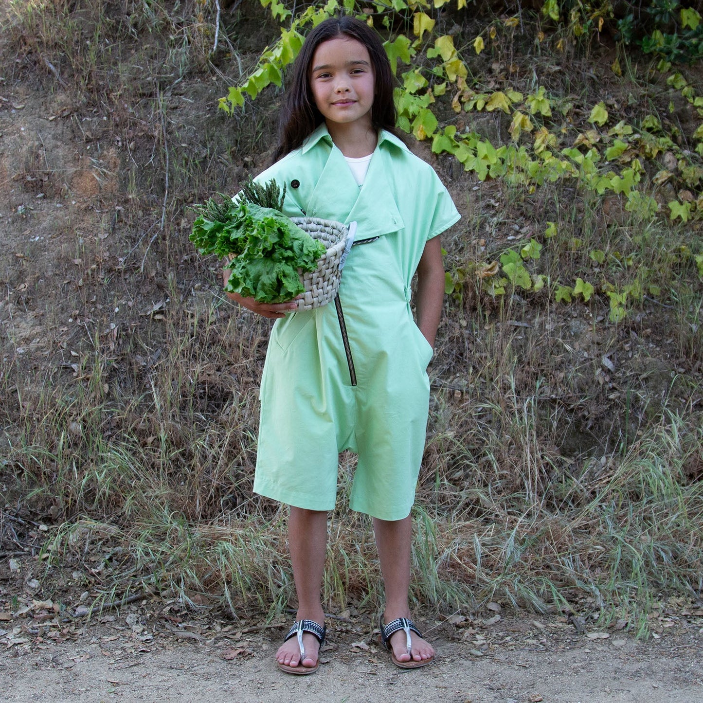 Boys and Girls Green Cotton Jumpsuit-3