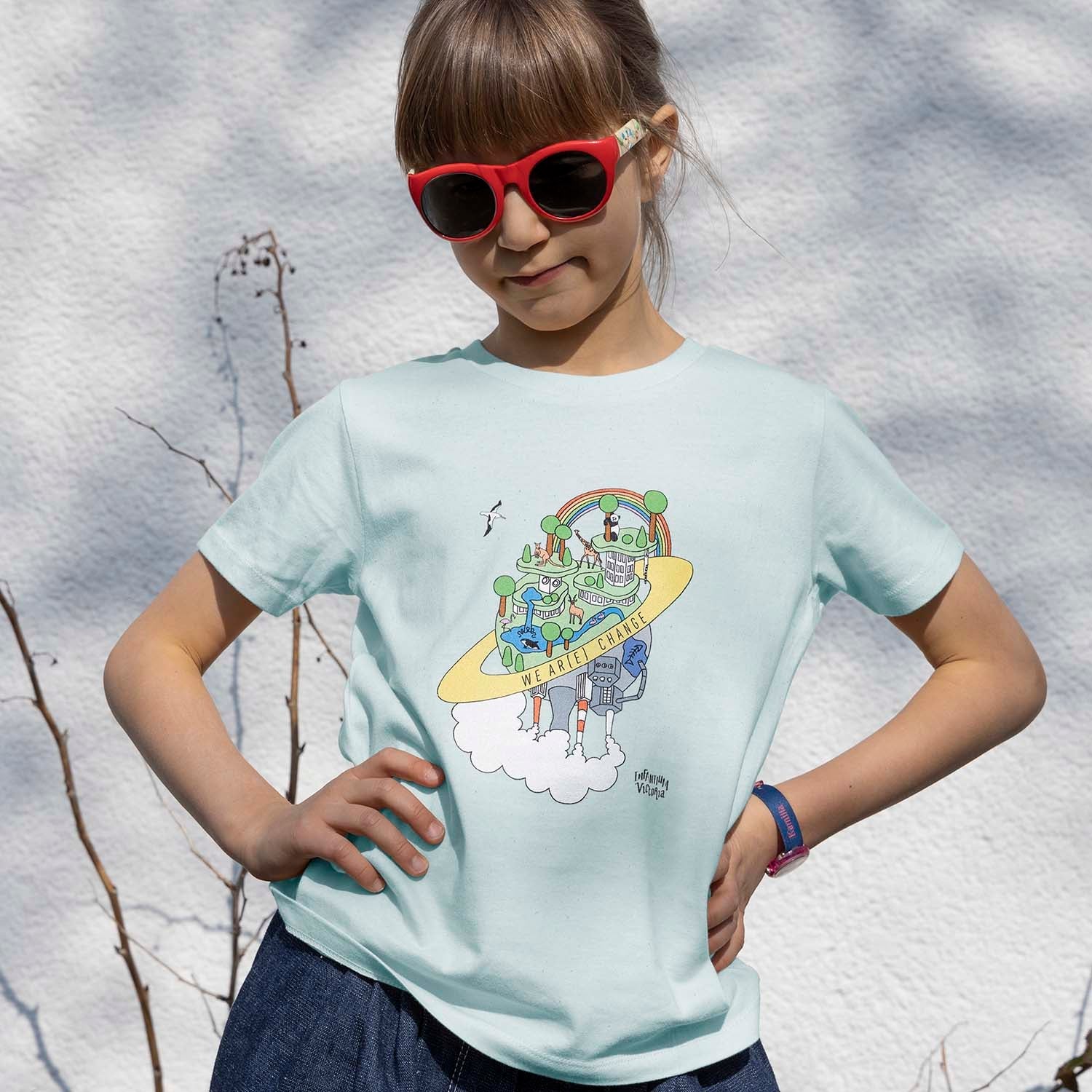 Earth Day T Shirt for Kids in Mint Green-1