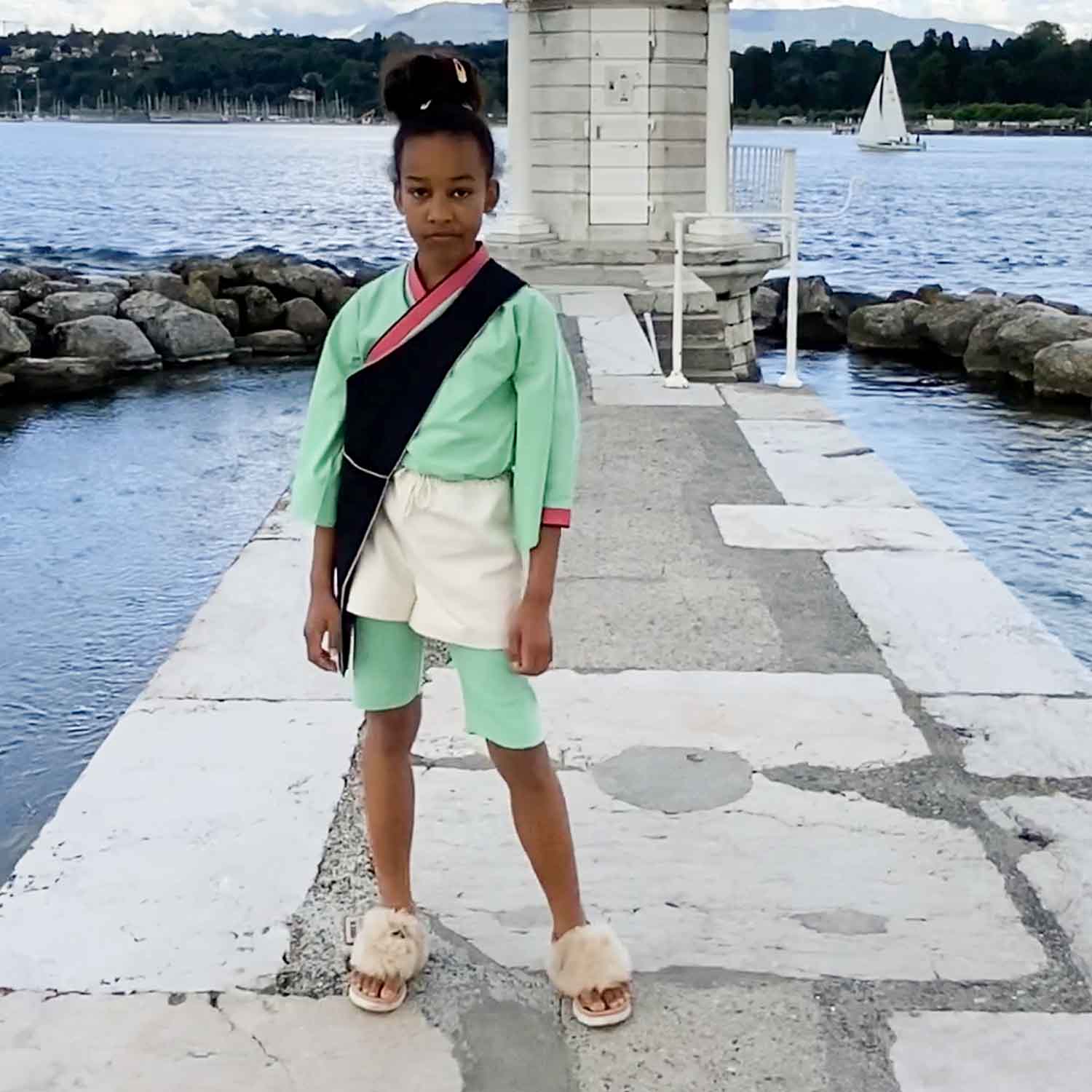 Kids' Green Shorts in Rib Jersey-1