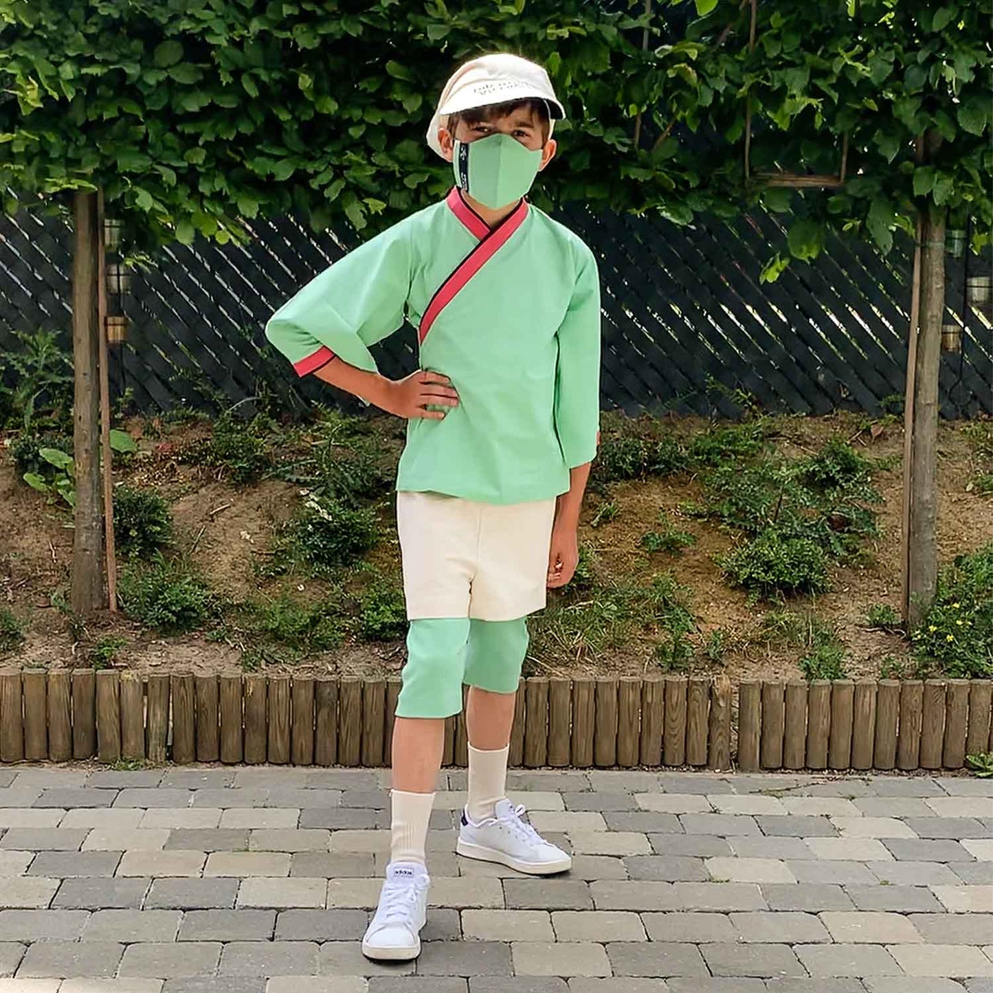 Kids' Green Shorts in Rib Jersey-2