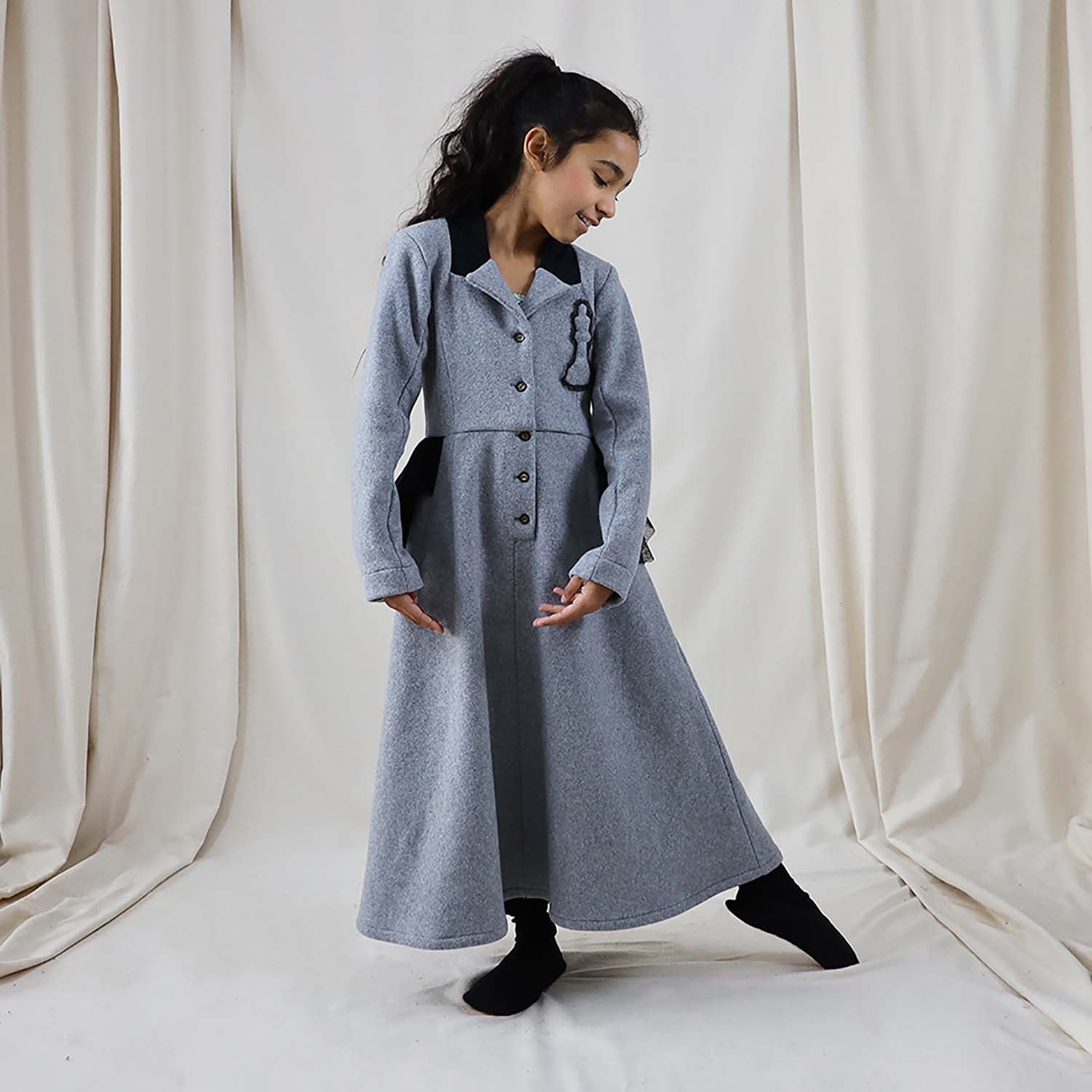 Grey Fleece Bustle Dress-1