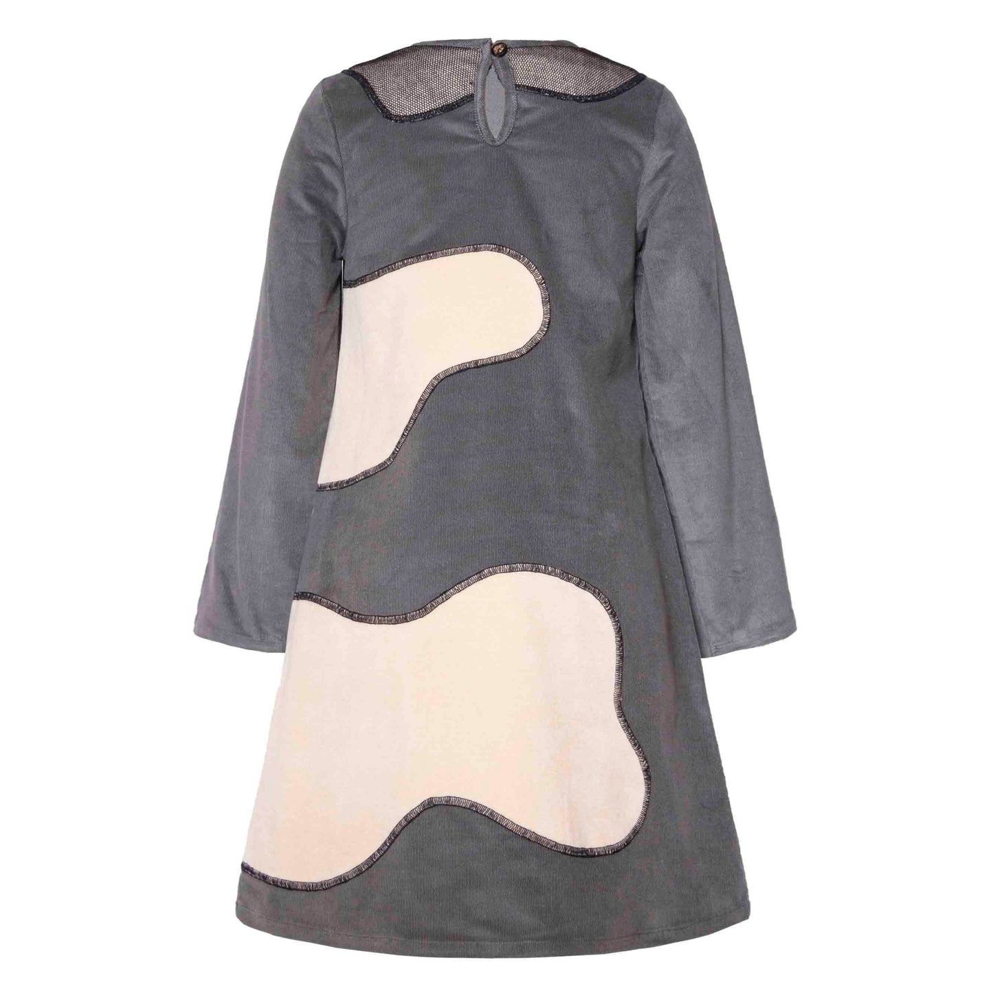 Kids Grey Velvet A-line Dress-3