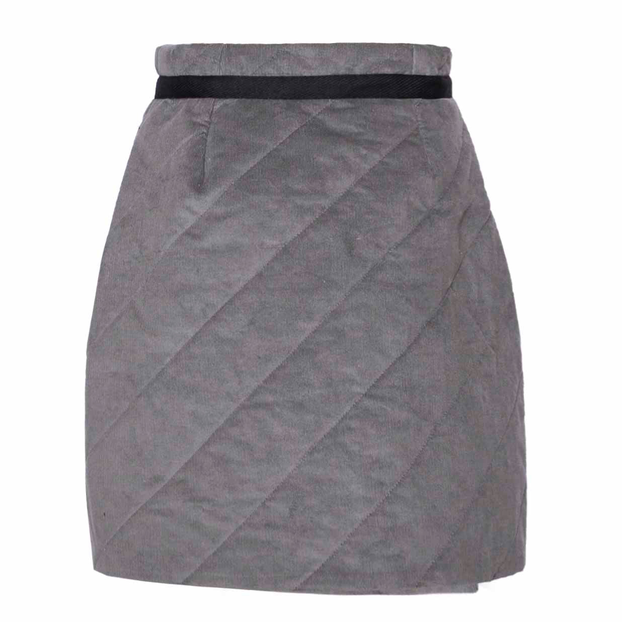 Girls Grey Velvet Skirt-3