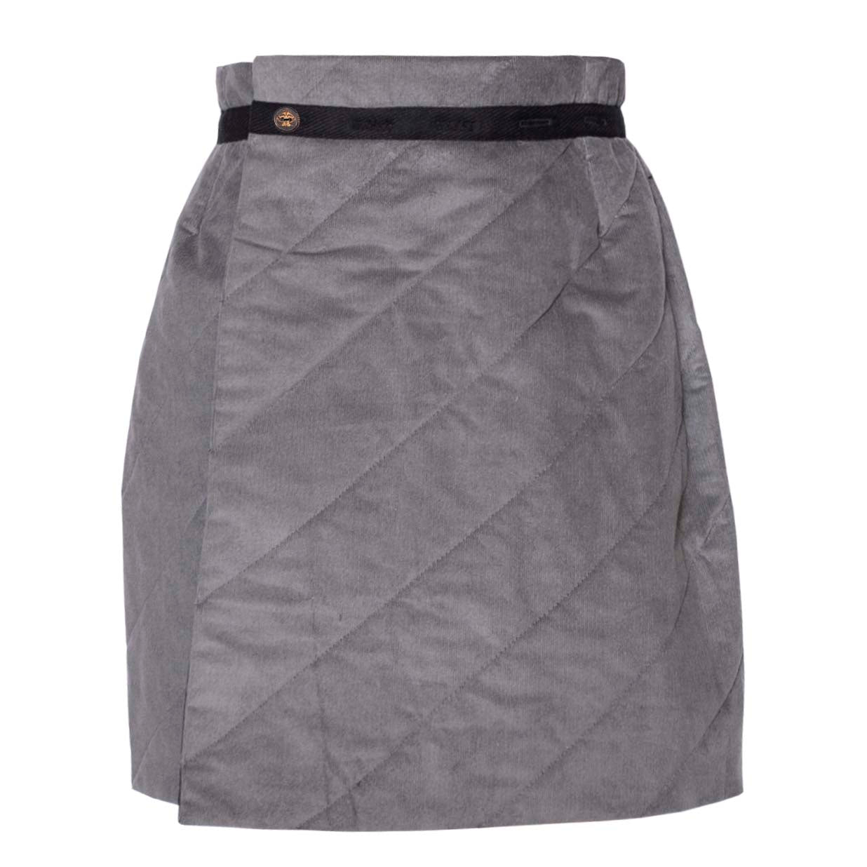 Girls Grey Velvet Skirt-0