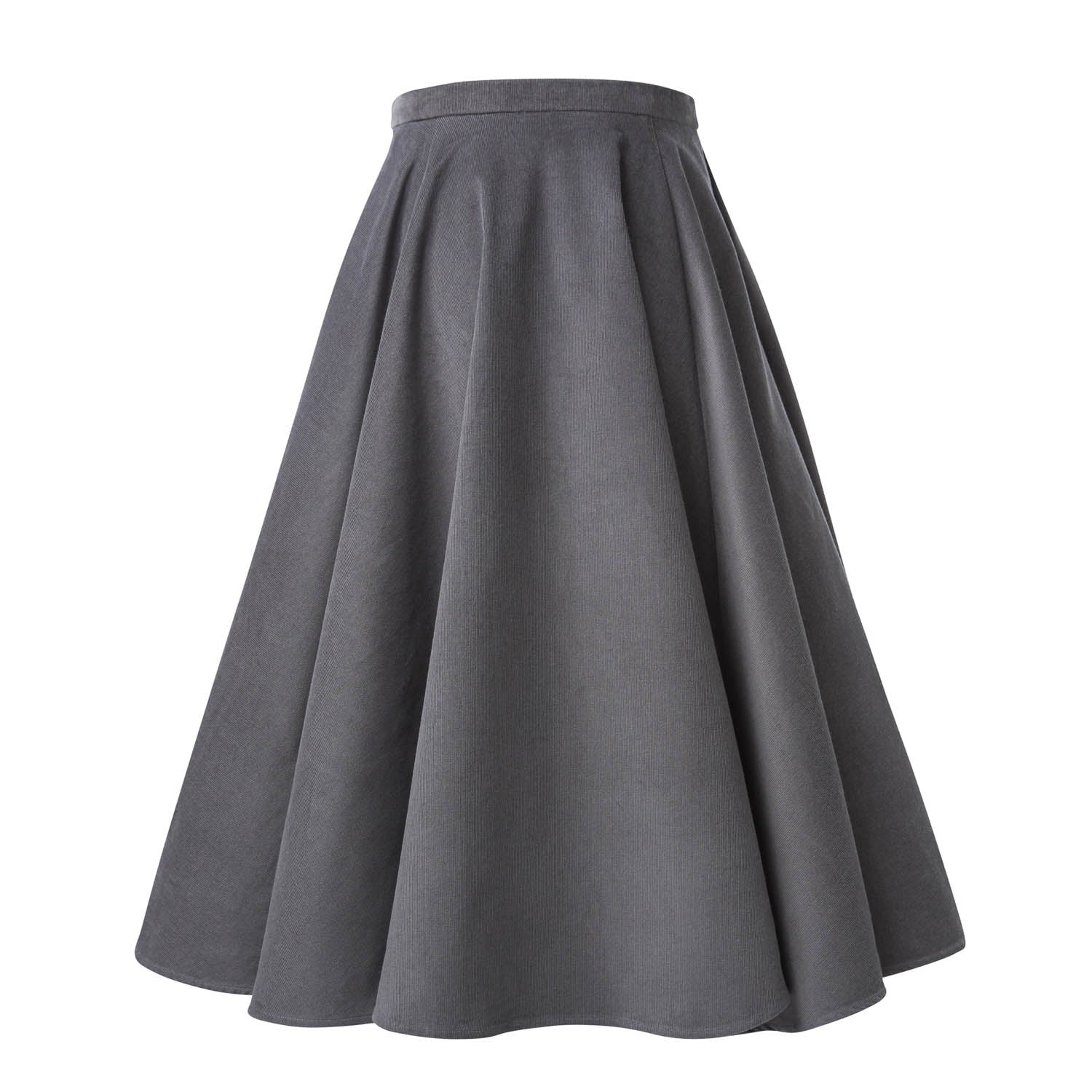 Grey Corduroy Full Circle Skirt-2