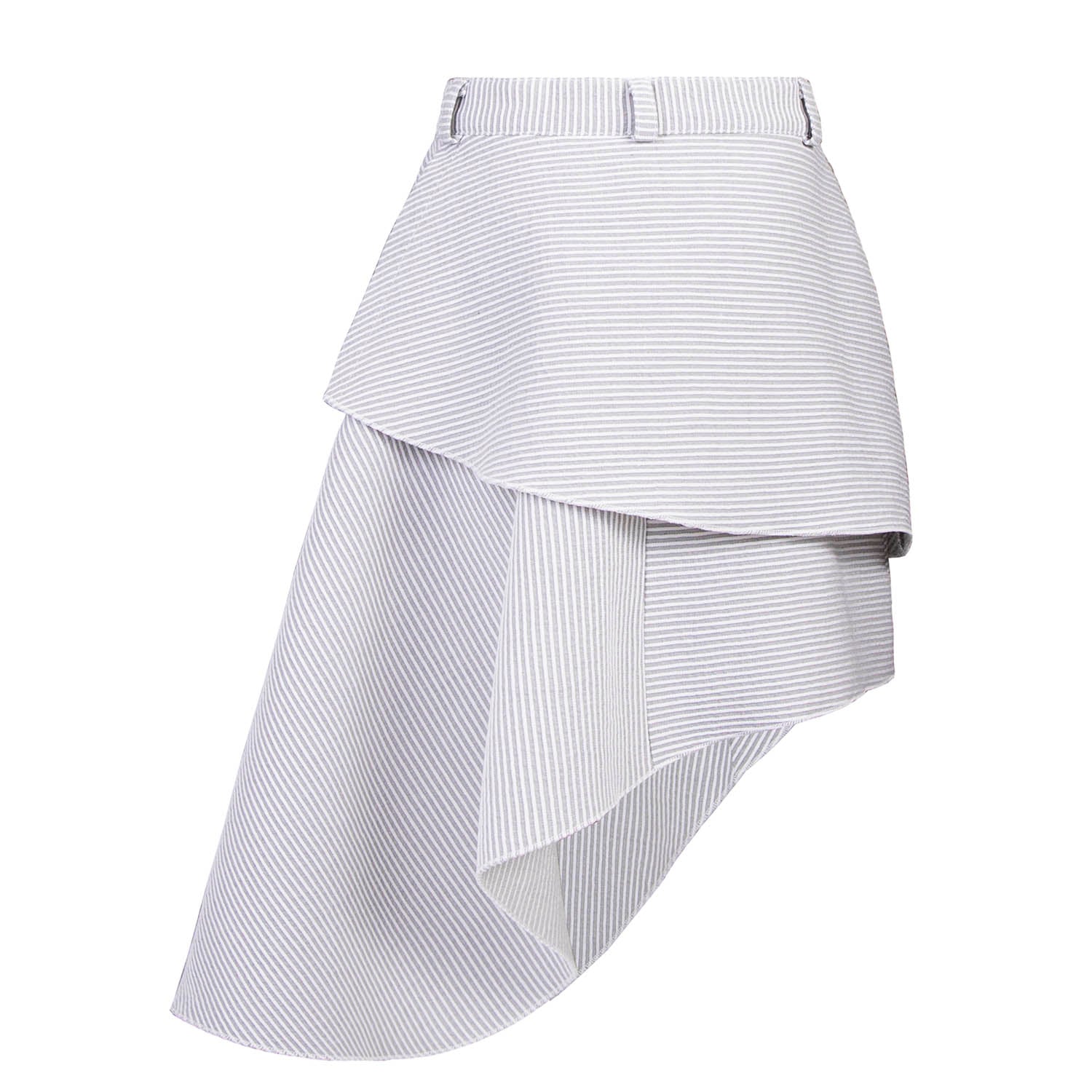 Girls Asymetrical Skirt with Grey Stripes-2