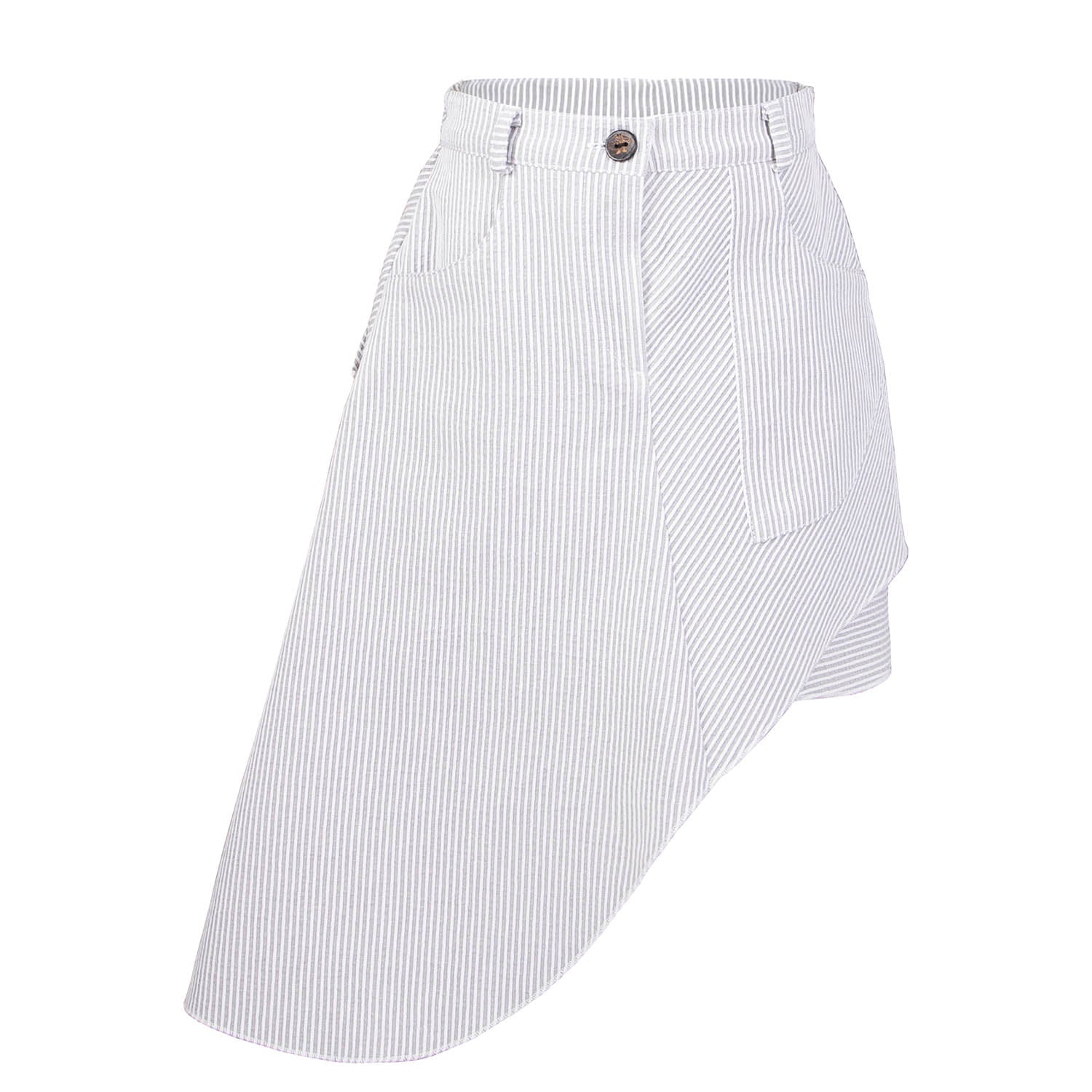 Girls Asymetrical Skirt with Grey Stripes-0