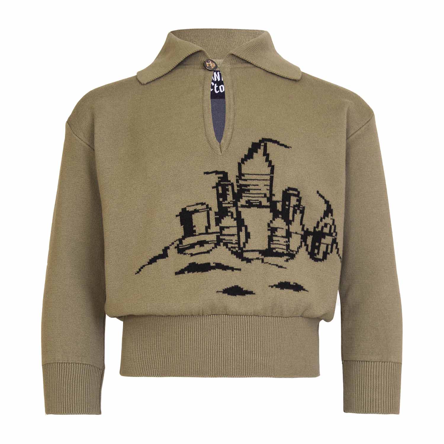 Kids Khaki Sweater with Beach Castle-0