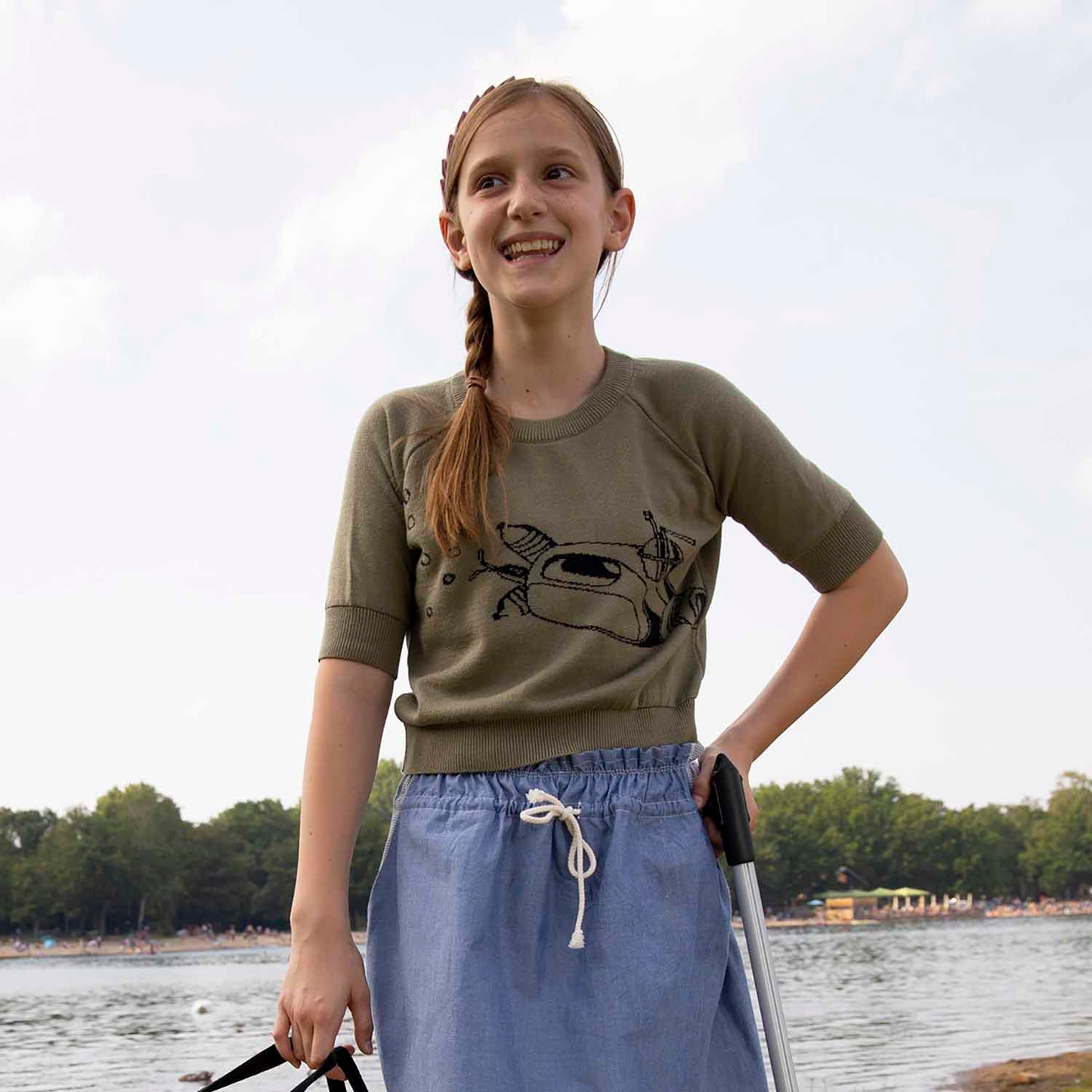 Kids Khaki Knit Top with Submarine-1